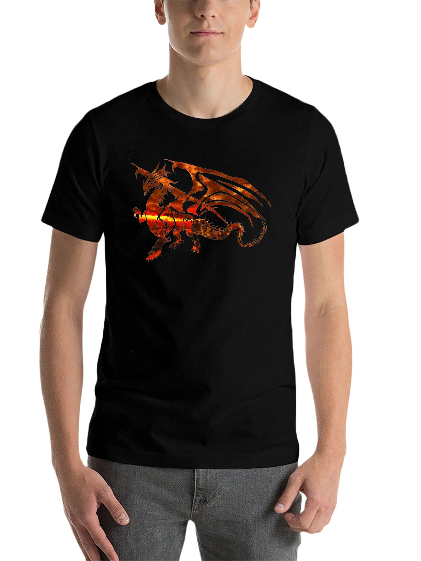 Black Fiery Dragon Graphic Tee - Black view 7