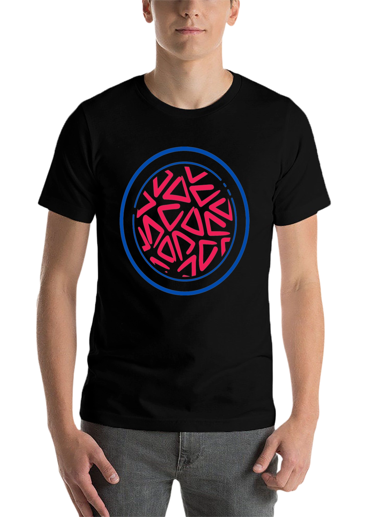 Abstract Circle Graphic Tee - Black - 7