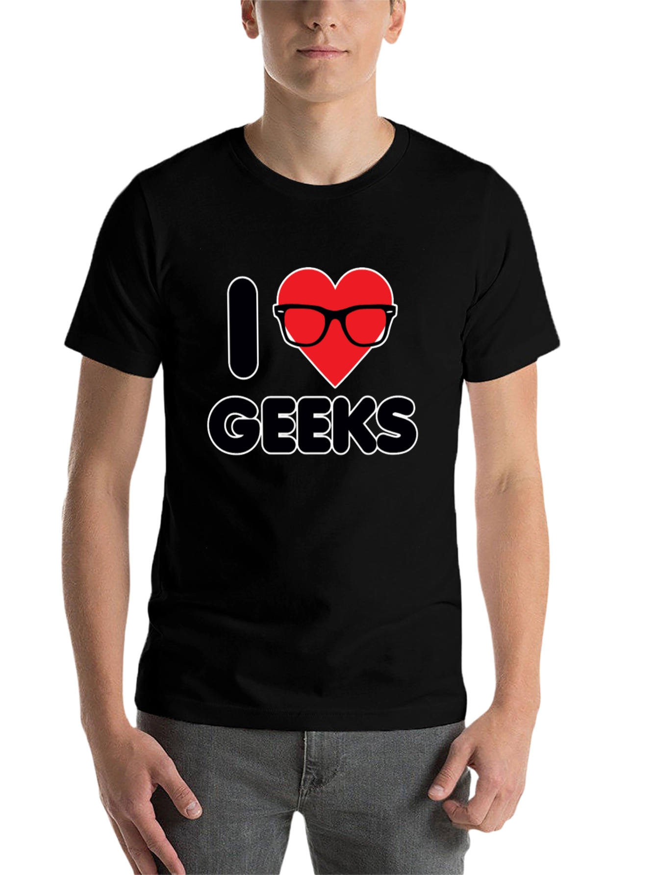 Black I Heart Geeks T-Shirt - Black Graphic Tee view 7