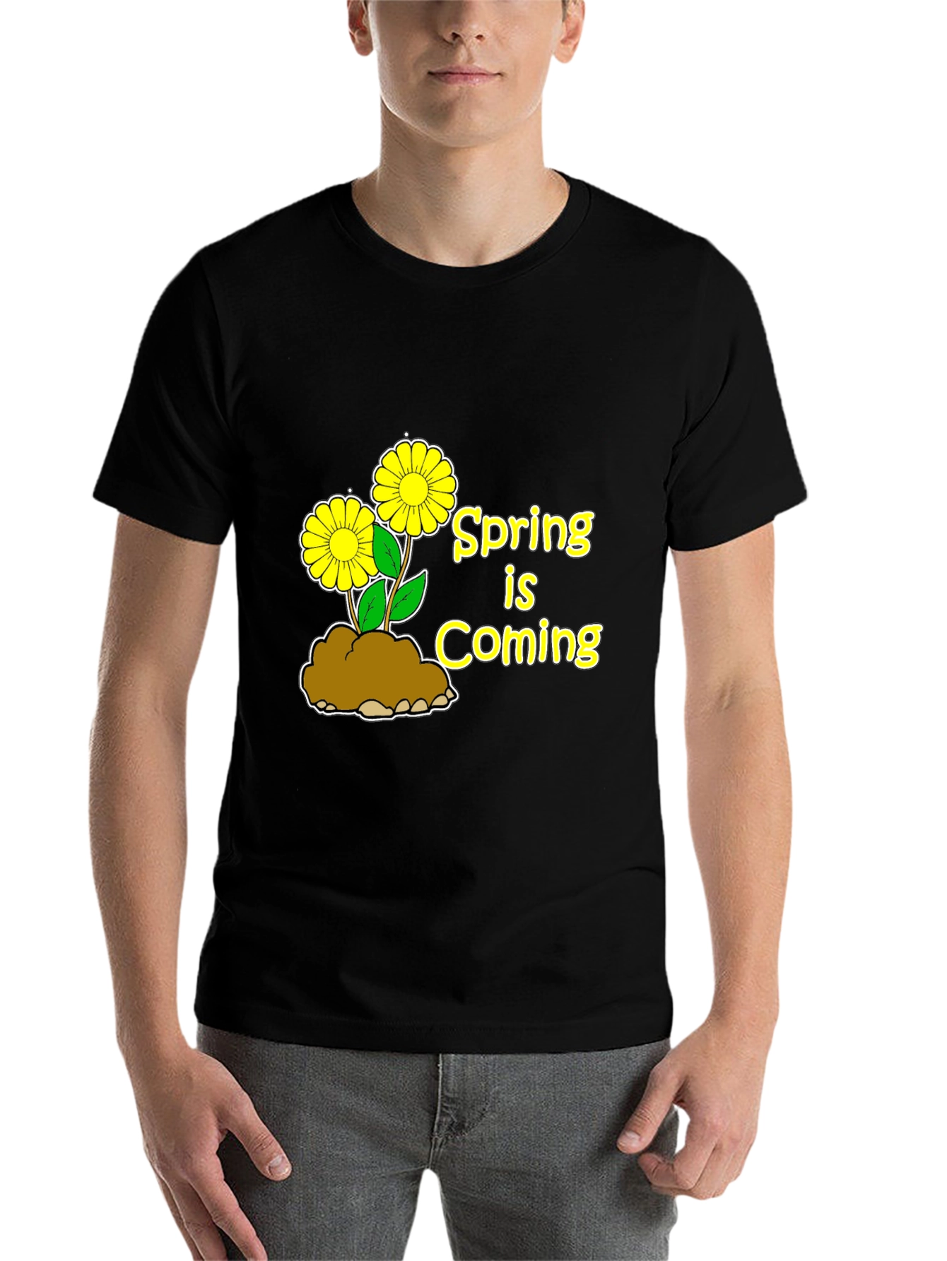 Black Spring Is Coming Graphic Tee view 7