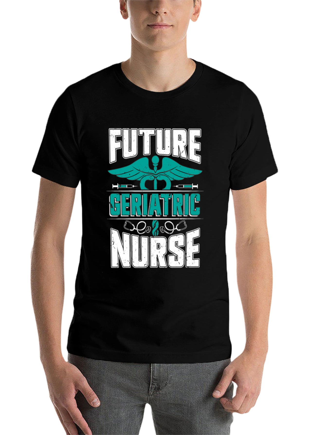 Black Future Geriatric Nurse T-Shirt - Medical Profession Apparel view 7