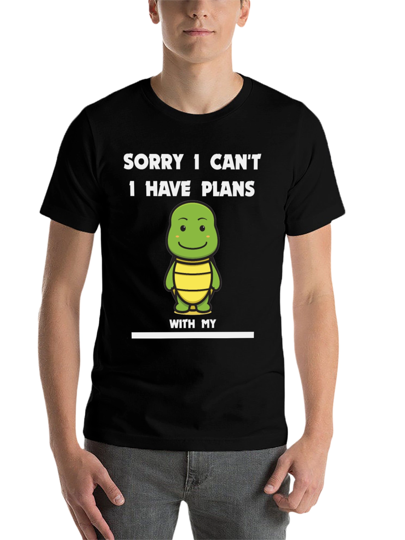 Black Funny Turtle Plans T-Shirt view 7