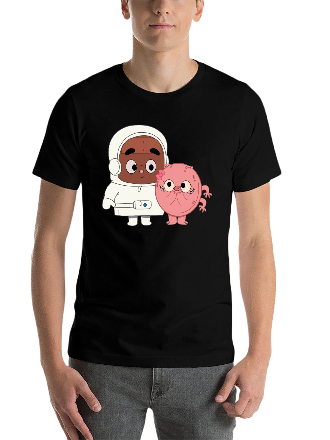 Black Cartoon Character Black T-Shirt view 7