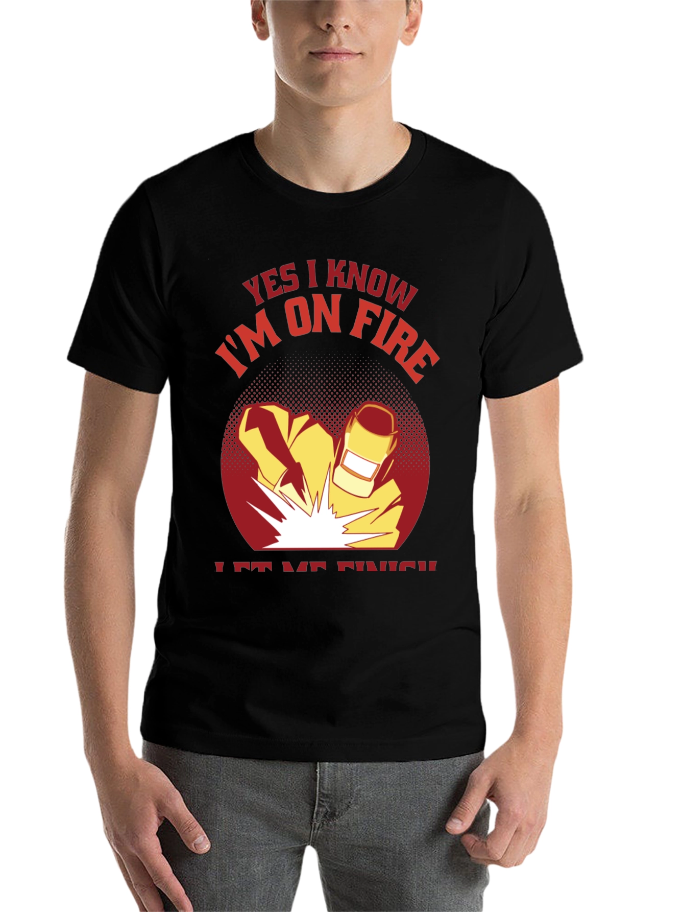 Black Welder On Fire Black T-Shirt view 7