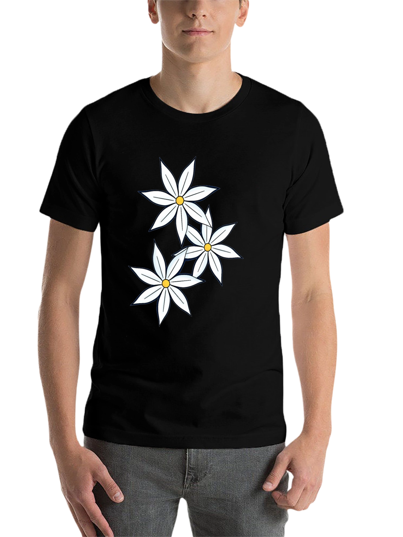 Black Black T-Shirt with Floral Design view 7