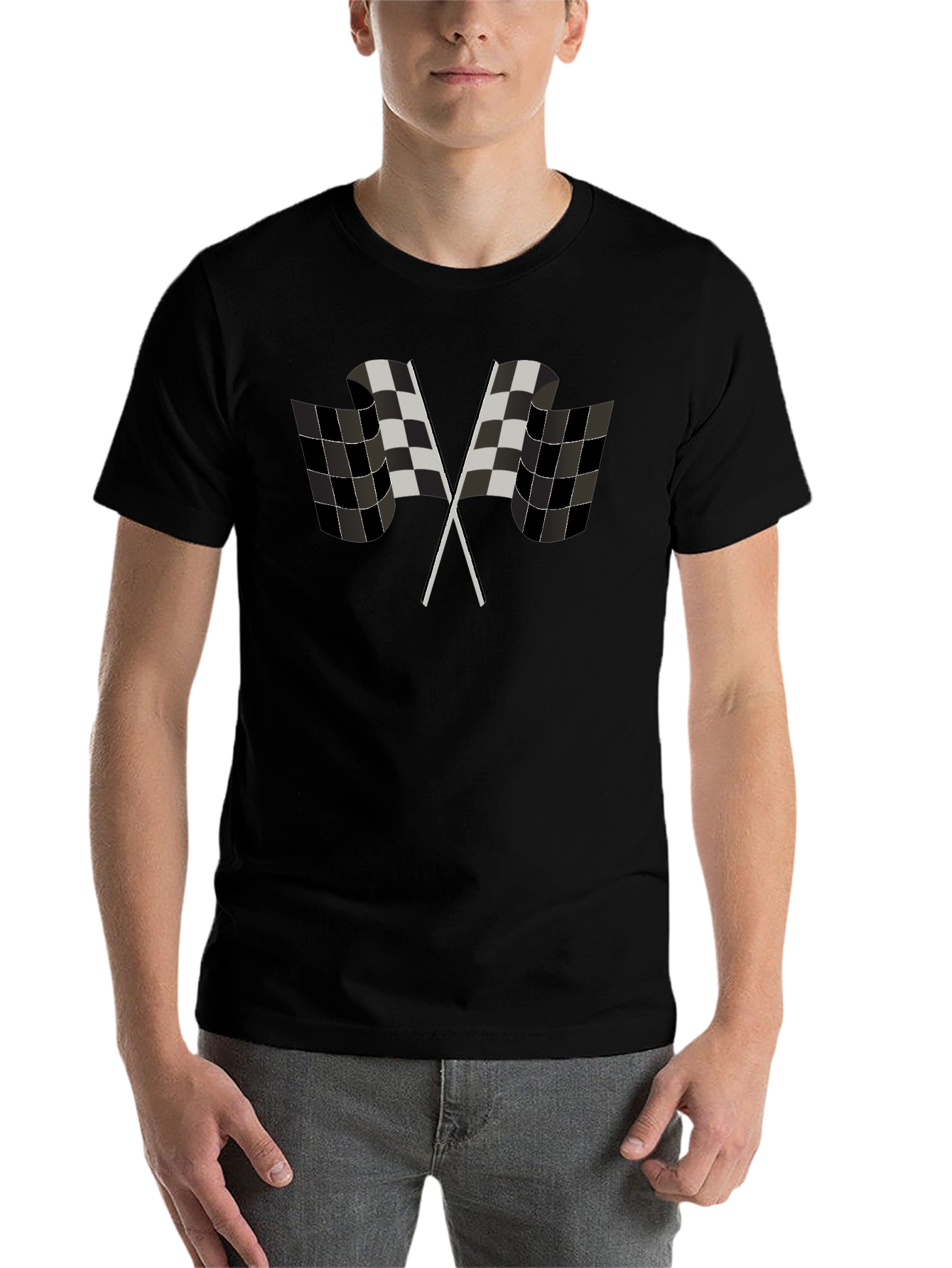 Black Checkered Flag Graphic Tee - Racing Fan Apparel view 7