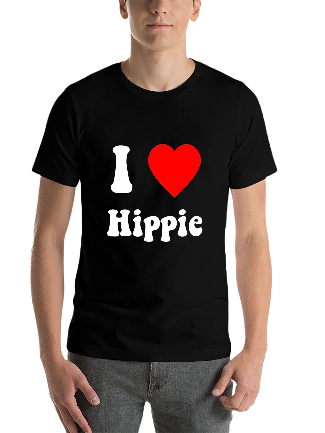 Black I Love Hippie Graphic T-Shirt view 7