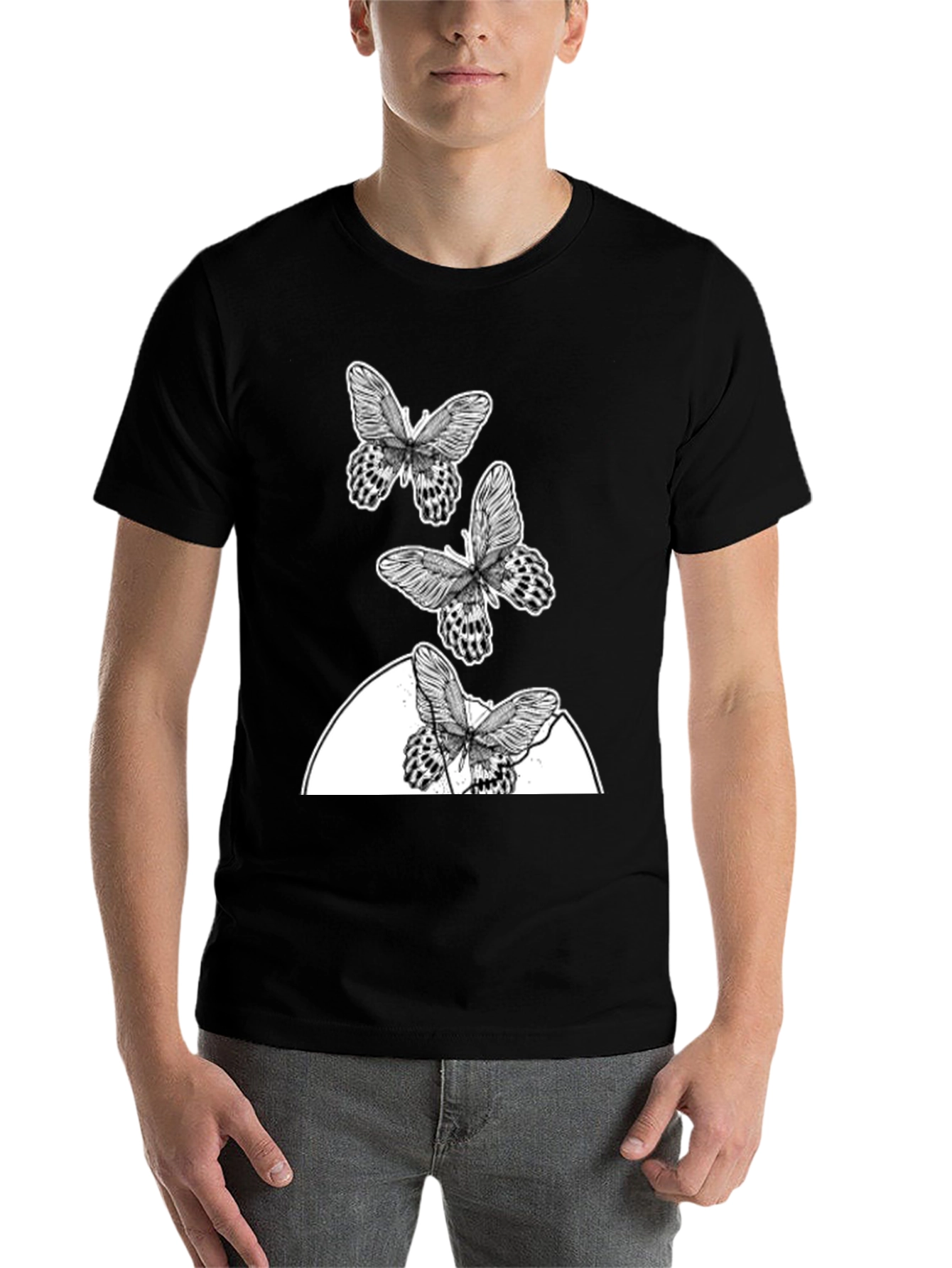 Black Butterfly Graphic T-Shirt - Trendy Casual Wear view 7