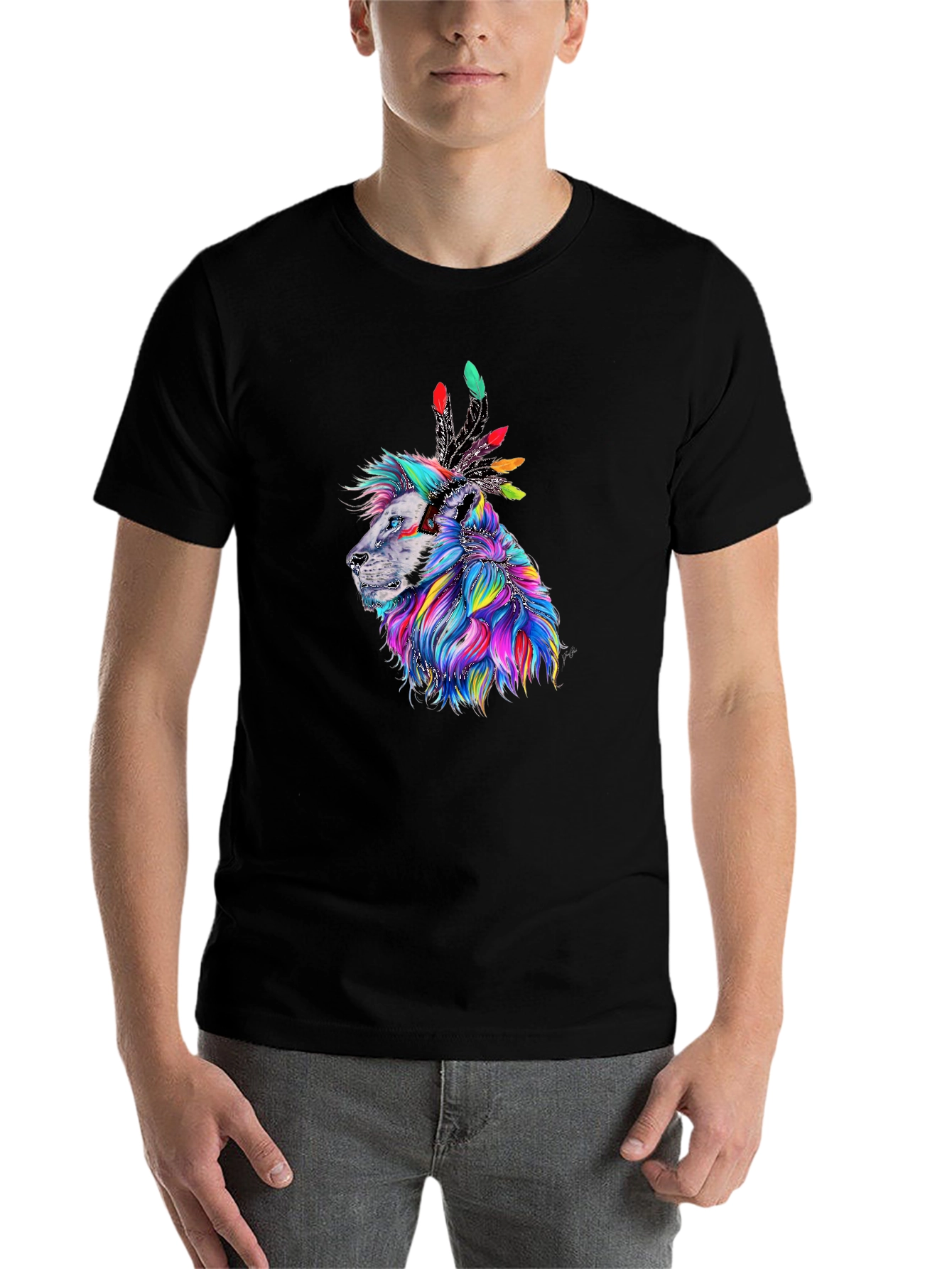 Black Lion Headdress Graphic T-Shirt view 7