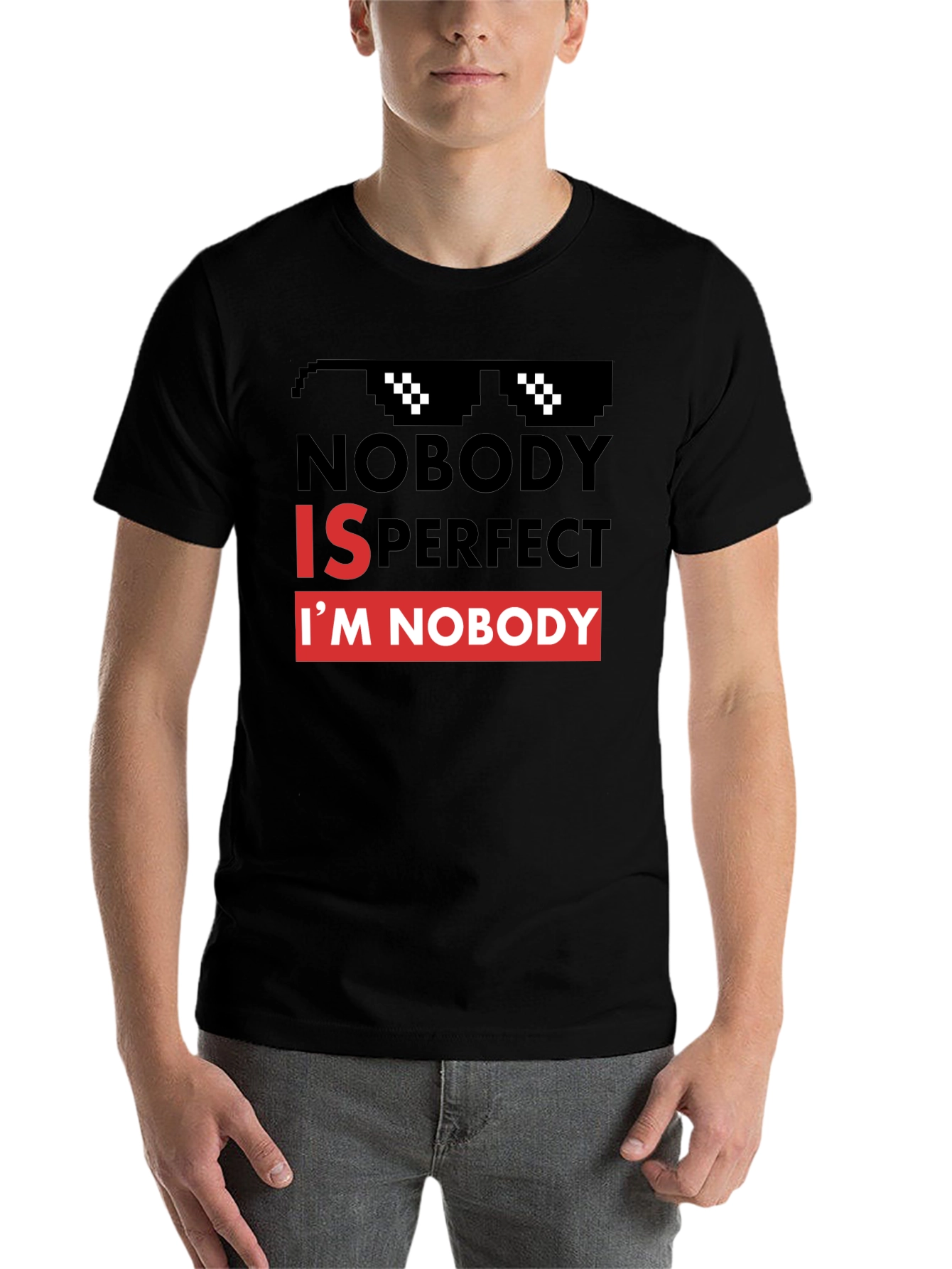 Black Nobody is Perfect Graphic Tee - Funny Slogan T-Shirt view 7