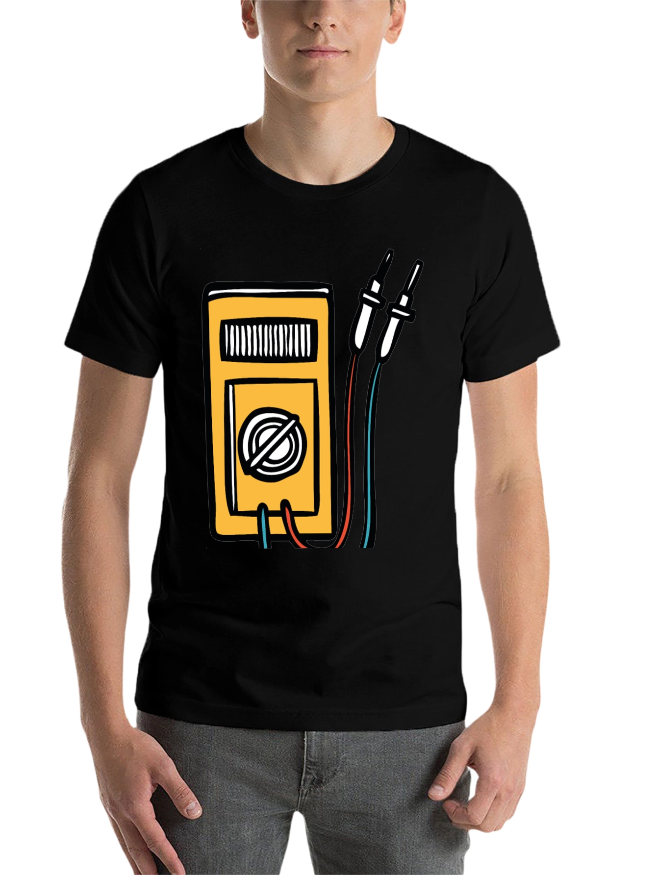 Black Electrician Multimeter Graphic Black T-Shirt view 7