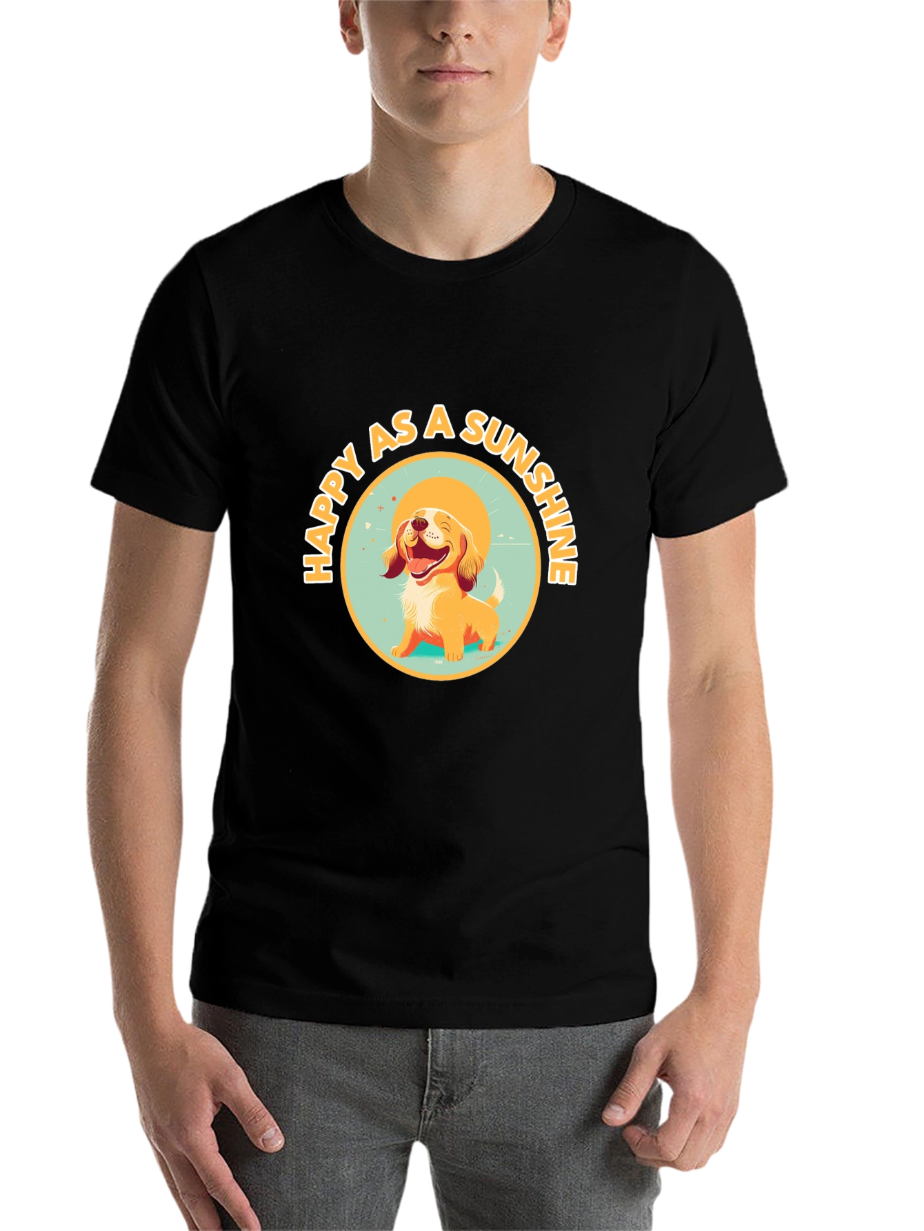 Black Happy as a Sunshine Dog Graphic Tee view 7