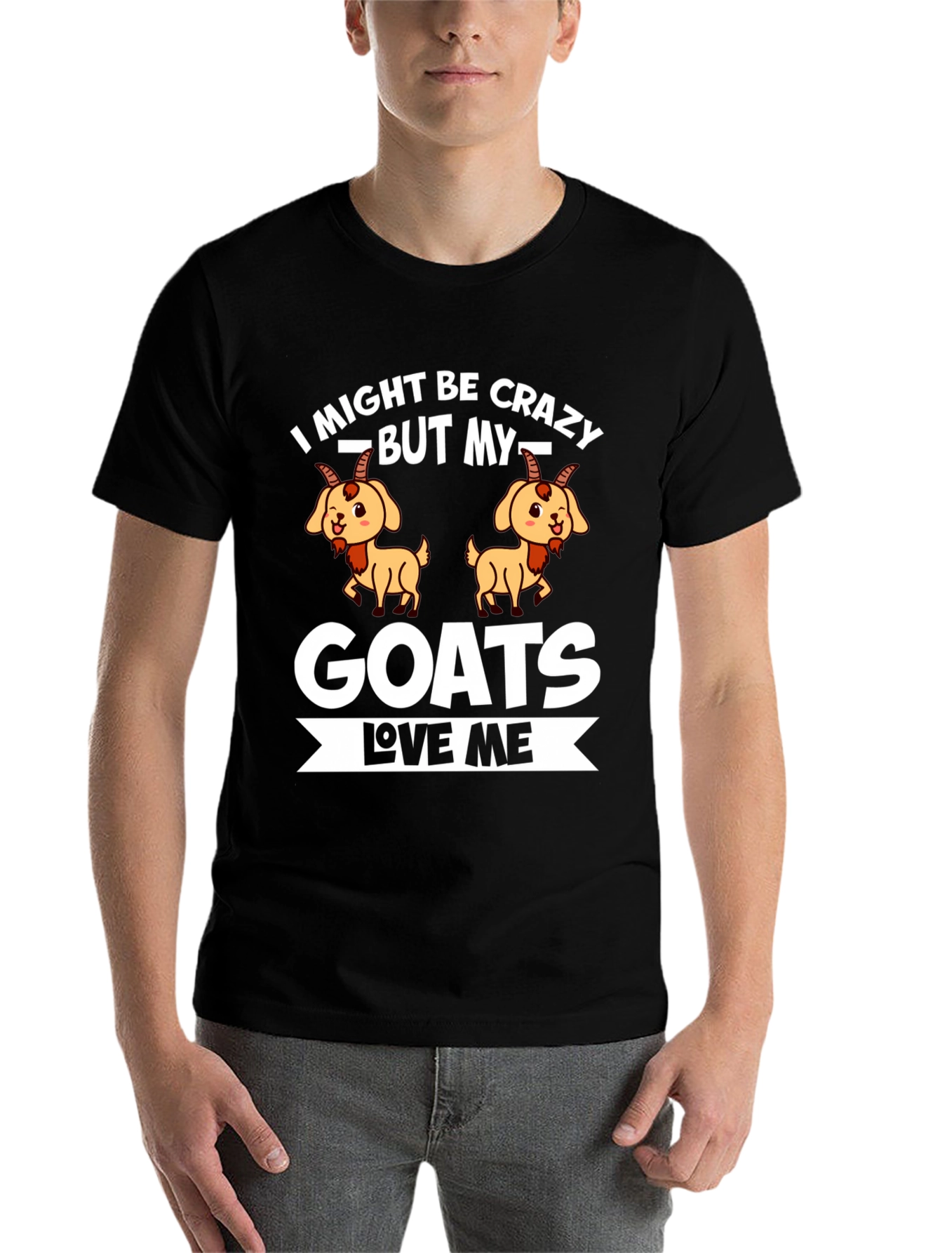 Black Crazy Goat Lover Graphic Tee - Soft Cotton view 7