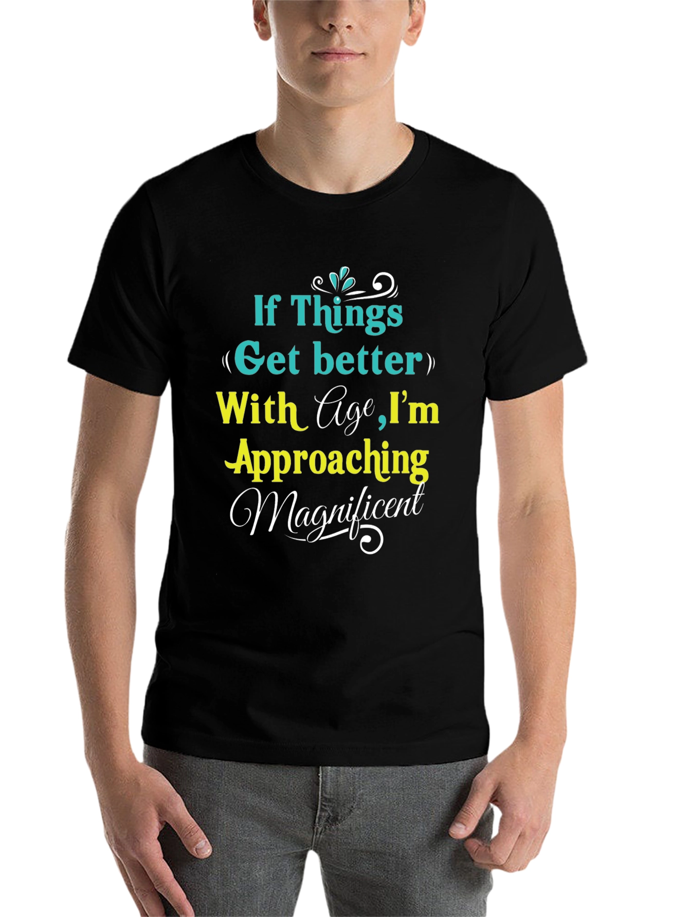 Black Funny Age T-Shirt: Approaching Magnificent view 7
