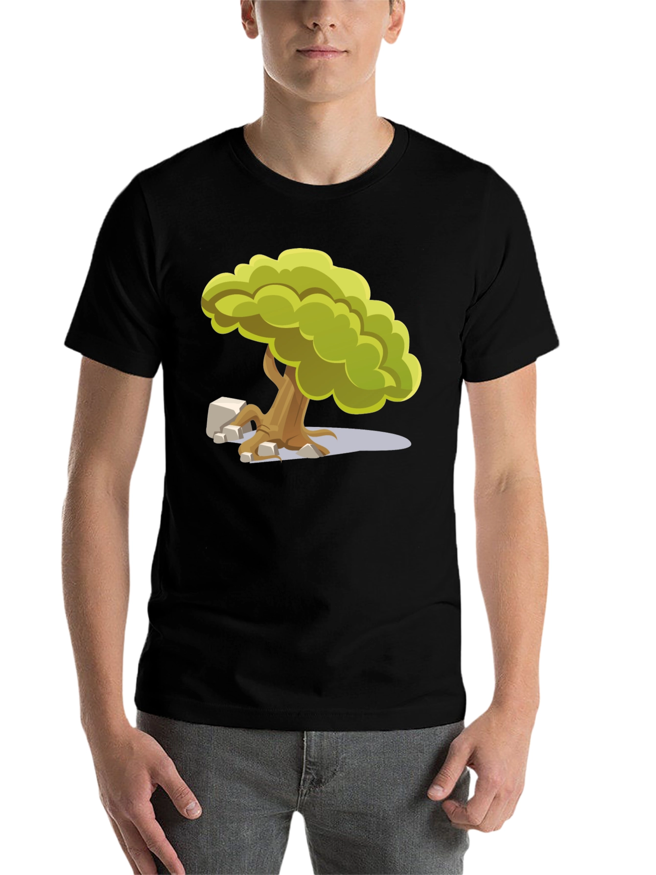 Black Cartoon Tree Graphic Tee - Unique Nature Design view 7