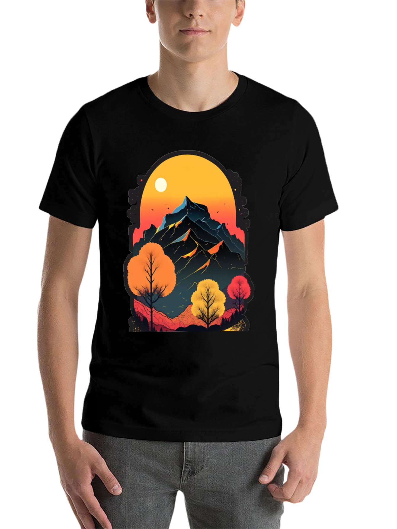 Black Mountain Sunset Graphic Tee - Nature Inspired Design view 7