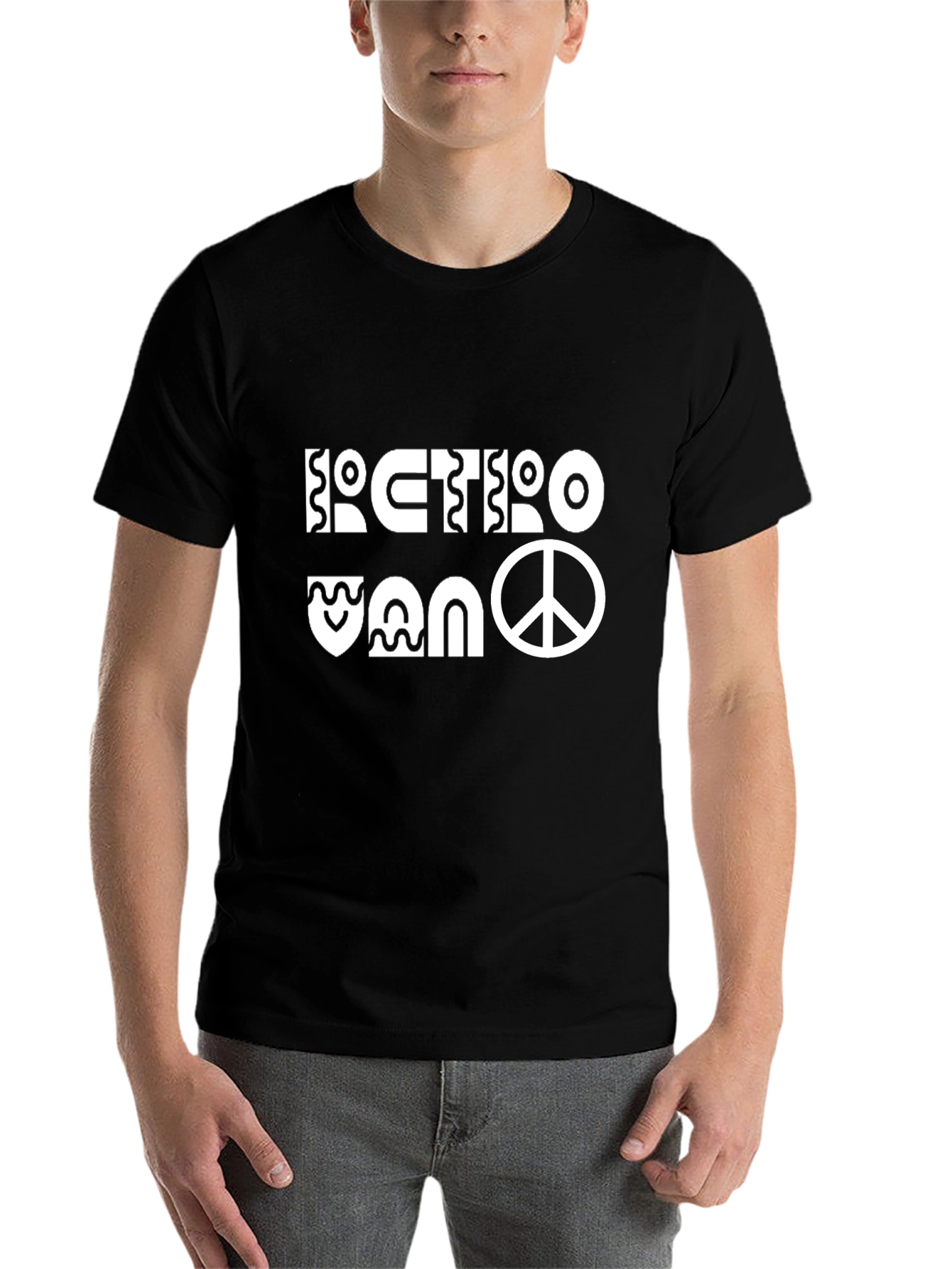 Black Retro Van Peace Sign Graphic Tee view 7