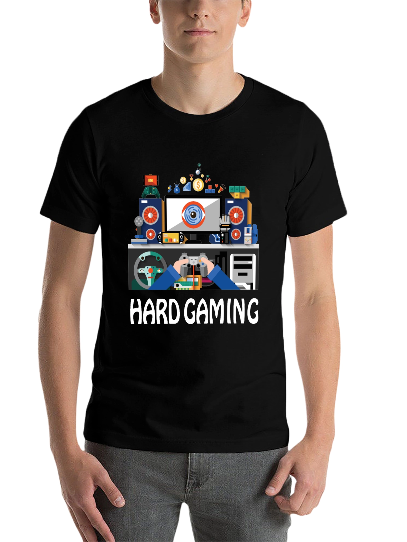 Black Hard Gaming T-Shirt - Gamer Life Apparel view 7
