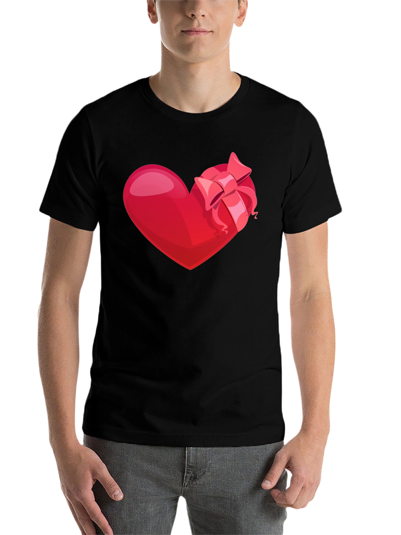 Black Heart with Bow Graphic Tee - Valentine's Day Edition view 7