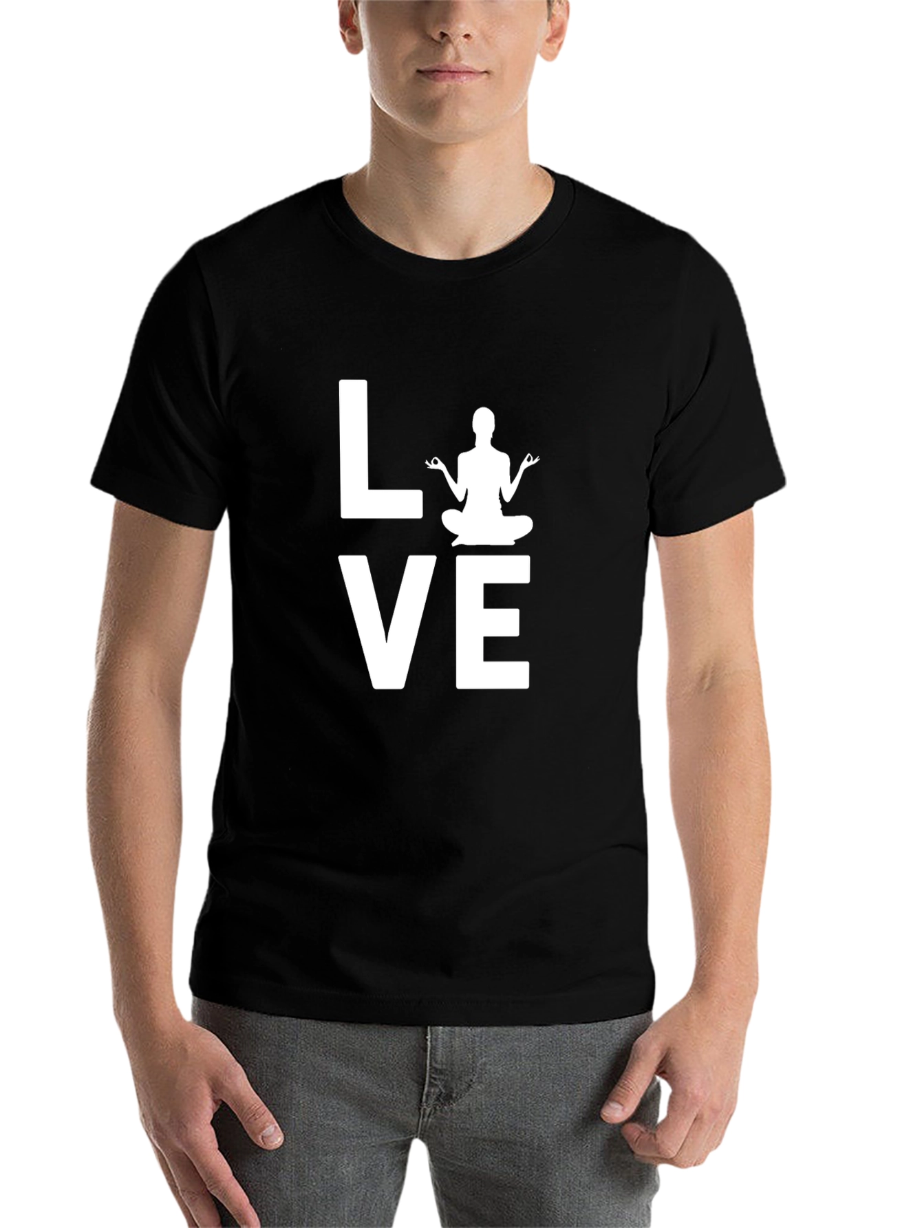 Black Yoga Love Graphic Tee - Soft Cotton Blend view 7