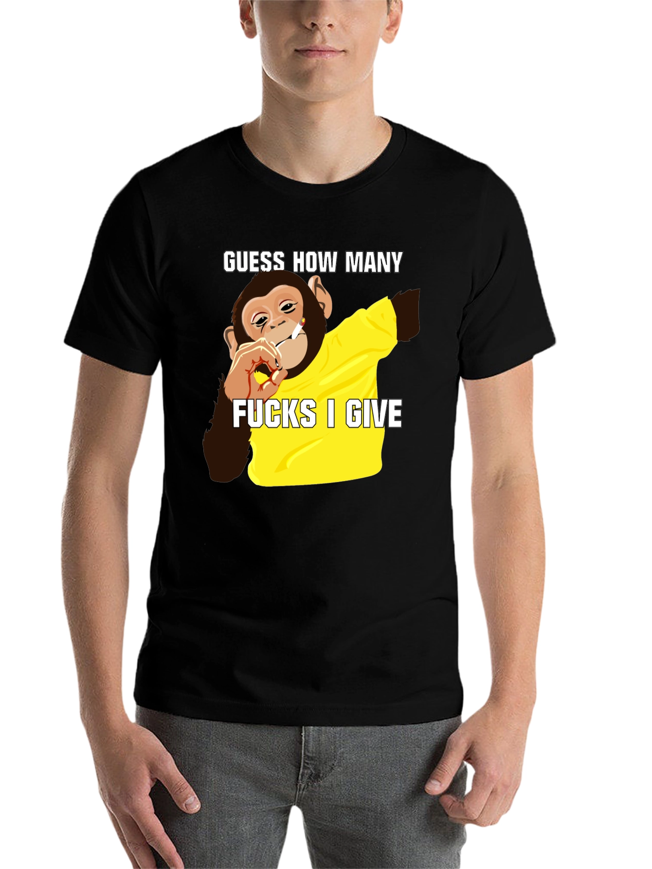 Black Guess How Many F*cks Monkey T-Shirt view 7