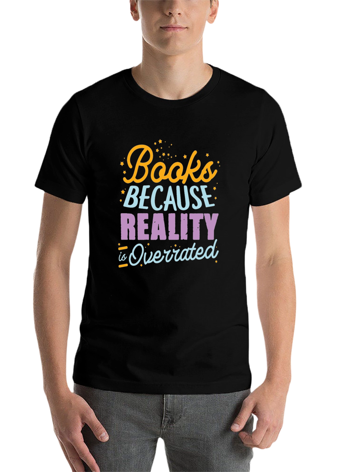 Black Books Because Reality Is Overrated T-Shirt view 7