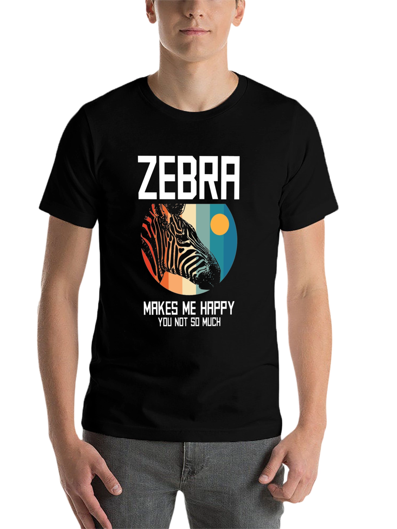 Black Zebra Makes Me Happy Graphic Tee view 7