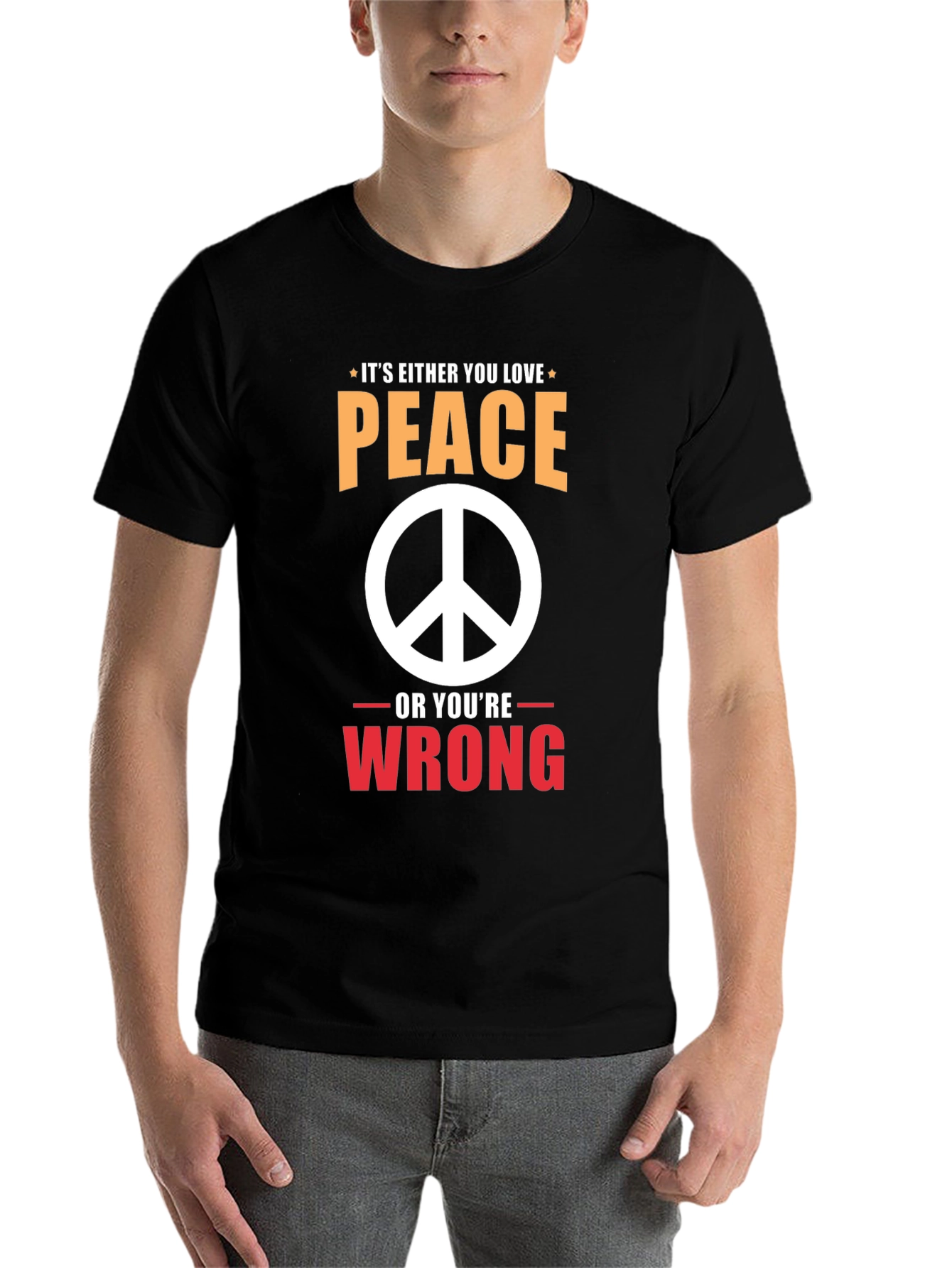 Black Peace Love Wrong T-Shirt view 7