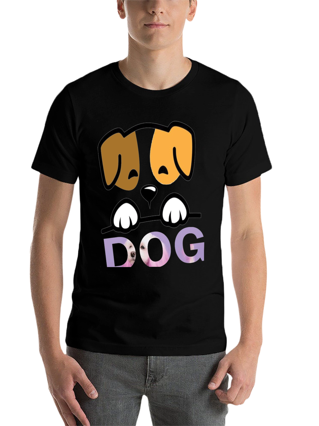 Black Cute Dog Graphic Tee - Men's Black T-Shirt view 7