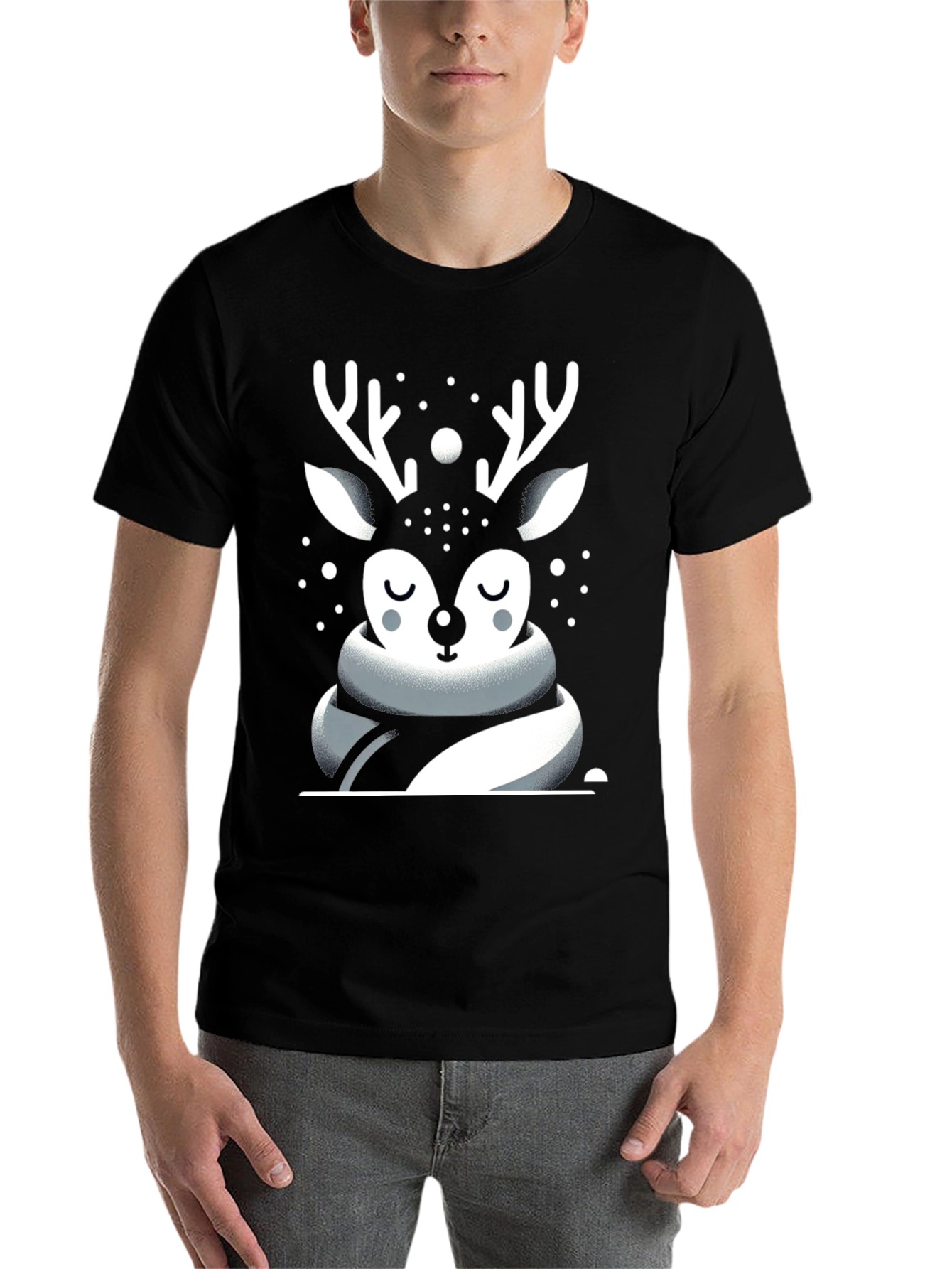 Black Festive Deer Graphic Tee - Holiday Season view 7