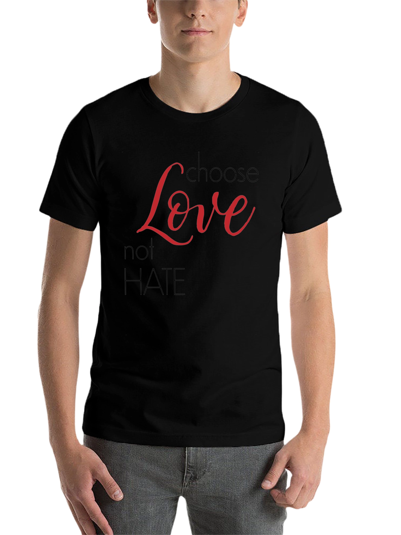 Black Choose Love Not Hate Graphic T-Shirt view 7