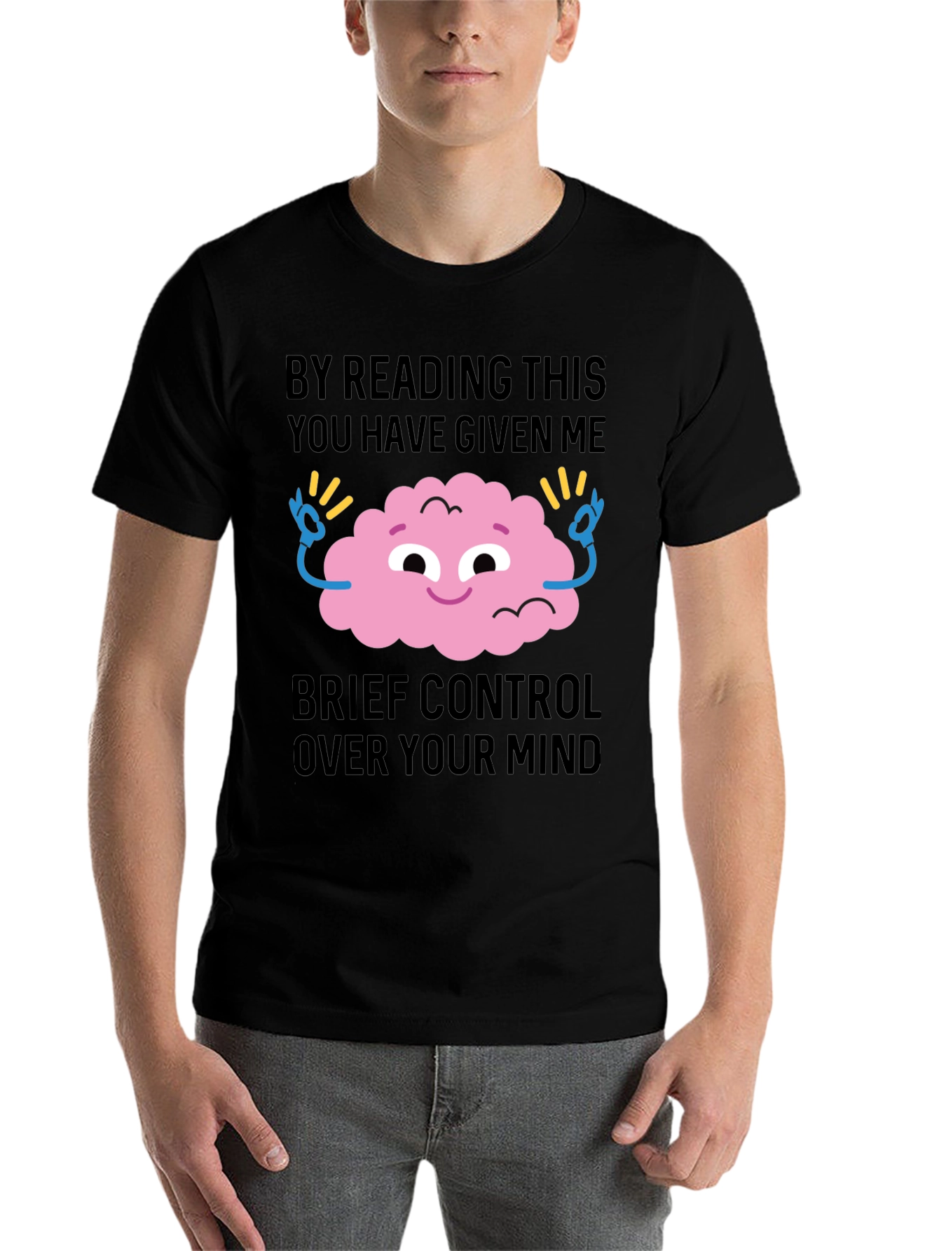 Black Mind Control T-Shirt - Funny Brain Tee view 7