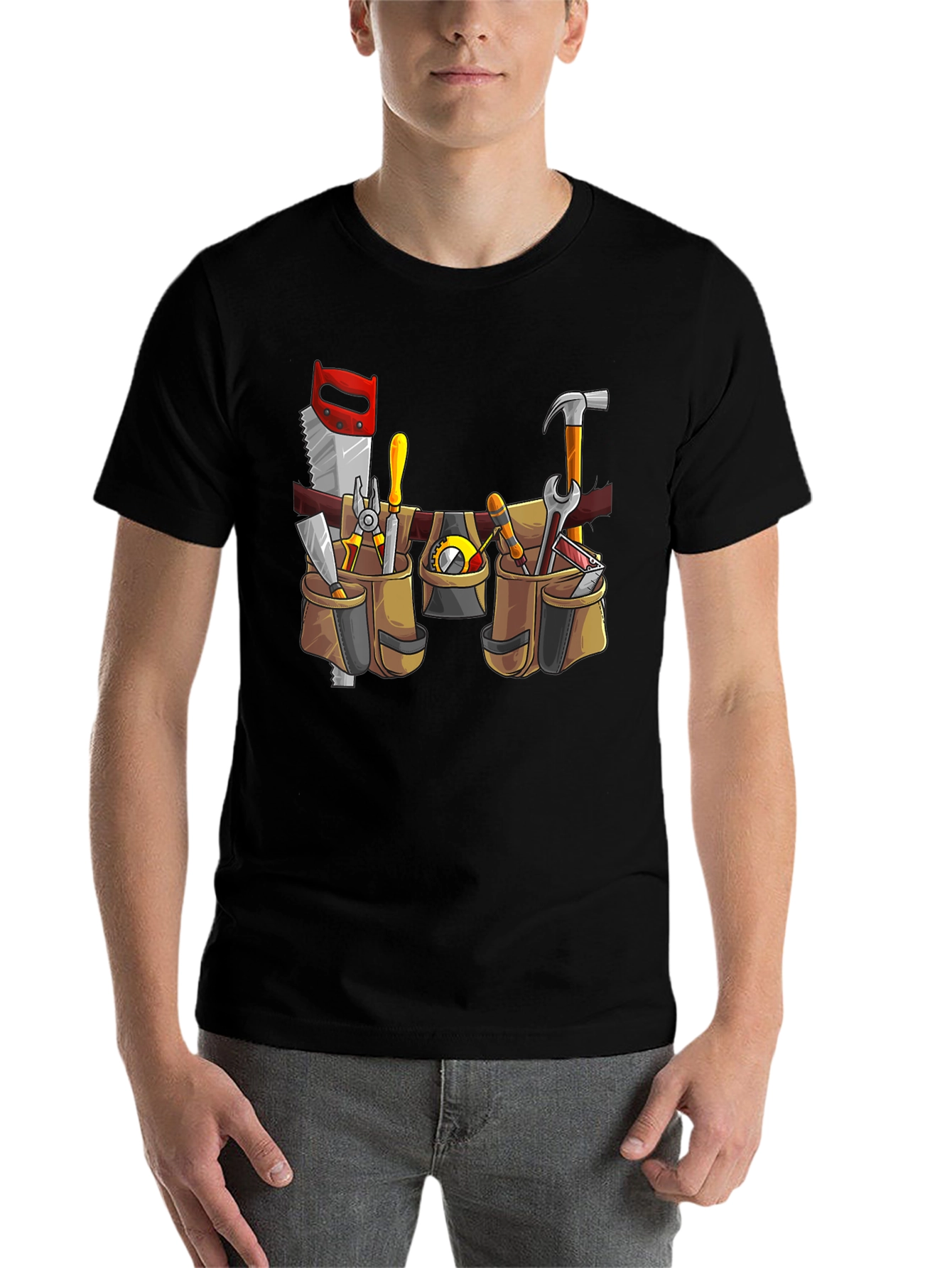Black Construction T-Shirt: Tool Belt Graphic Tee view 7