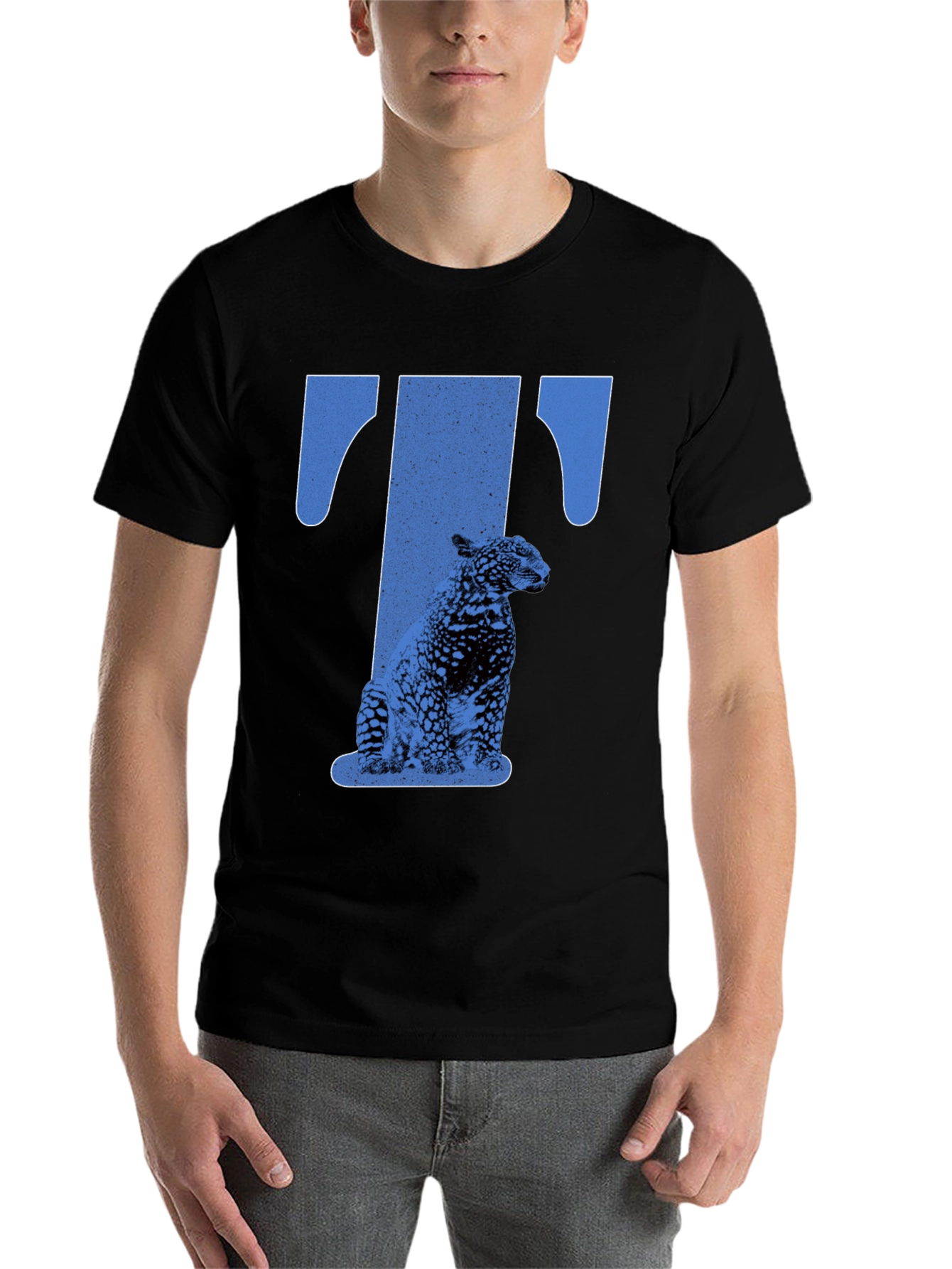 Black Jaguar 'T' Graphic Tee - Stylish Men's Black T-Shirt view 7