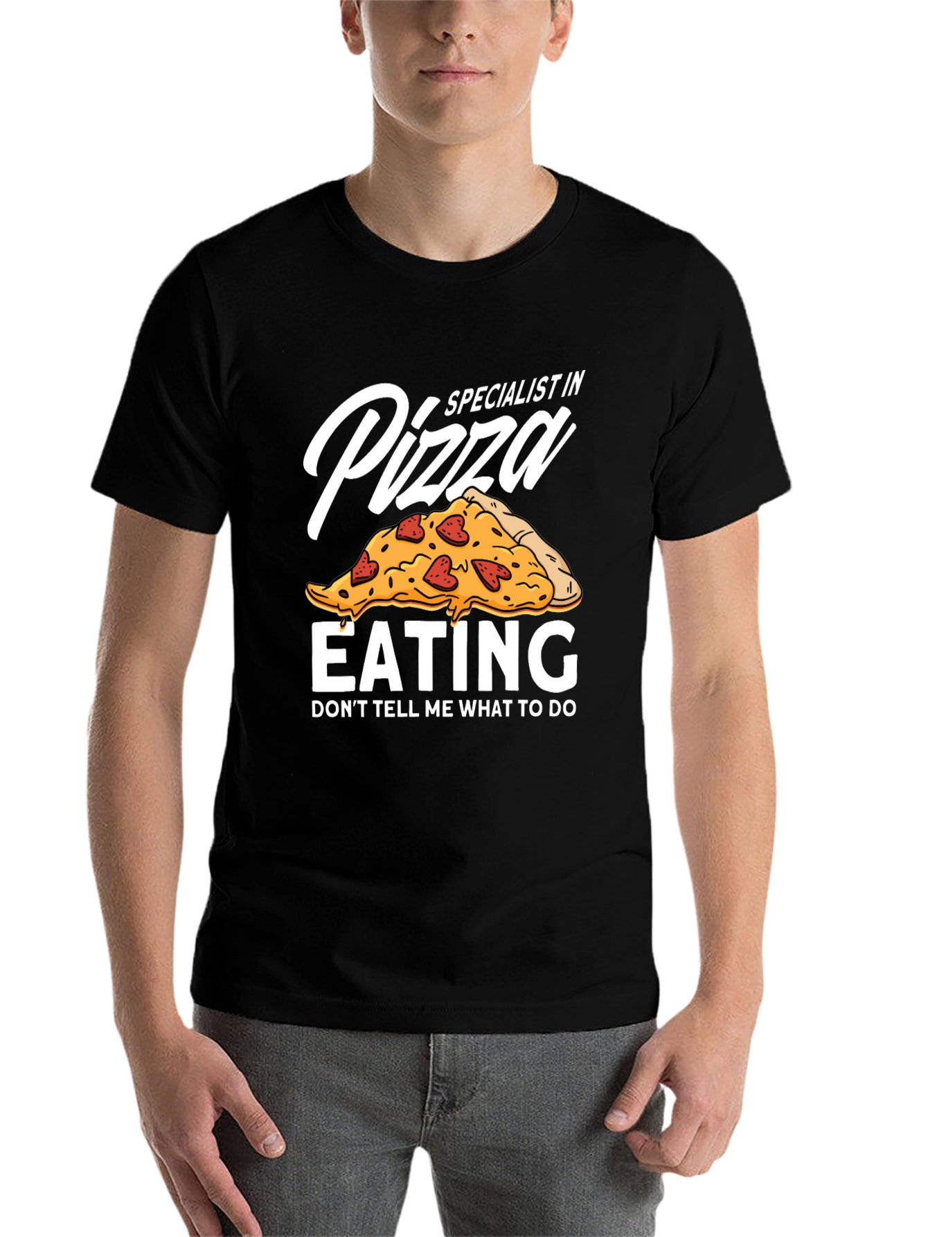 Black Pizza Eating Specialist Graphic T-Shirt view 7