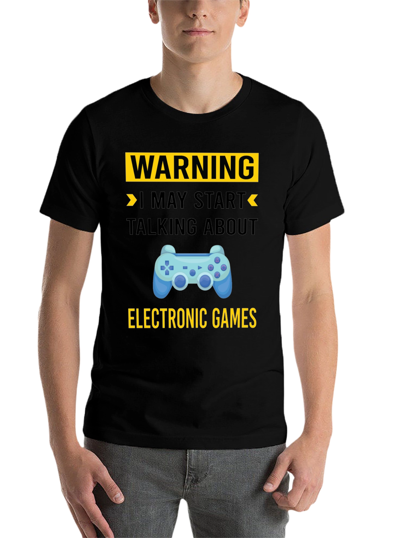 Black Warning Electronic Games T-Shirt view 7