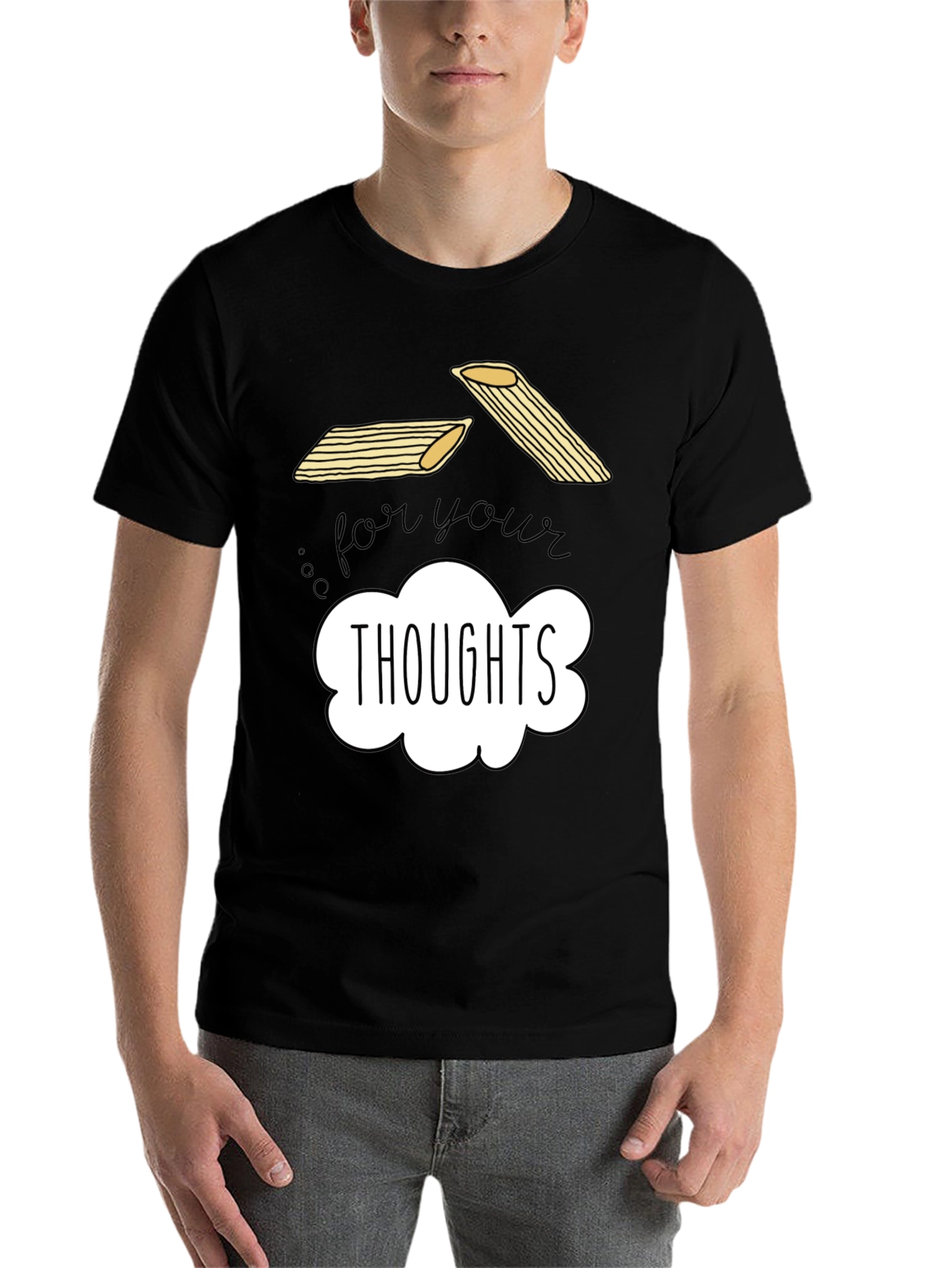 Black Pasta for Your Thoughts Graphic Tee view 7