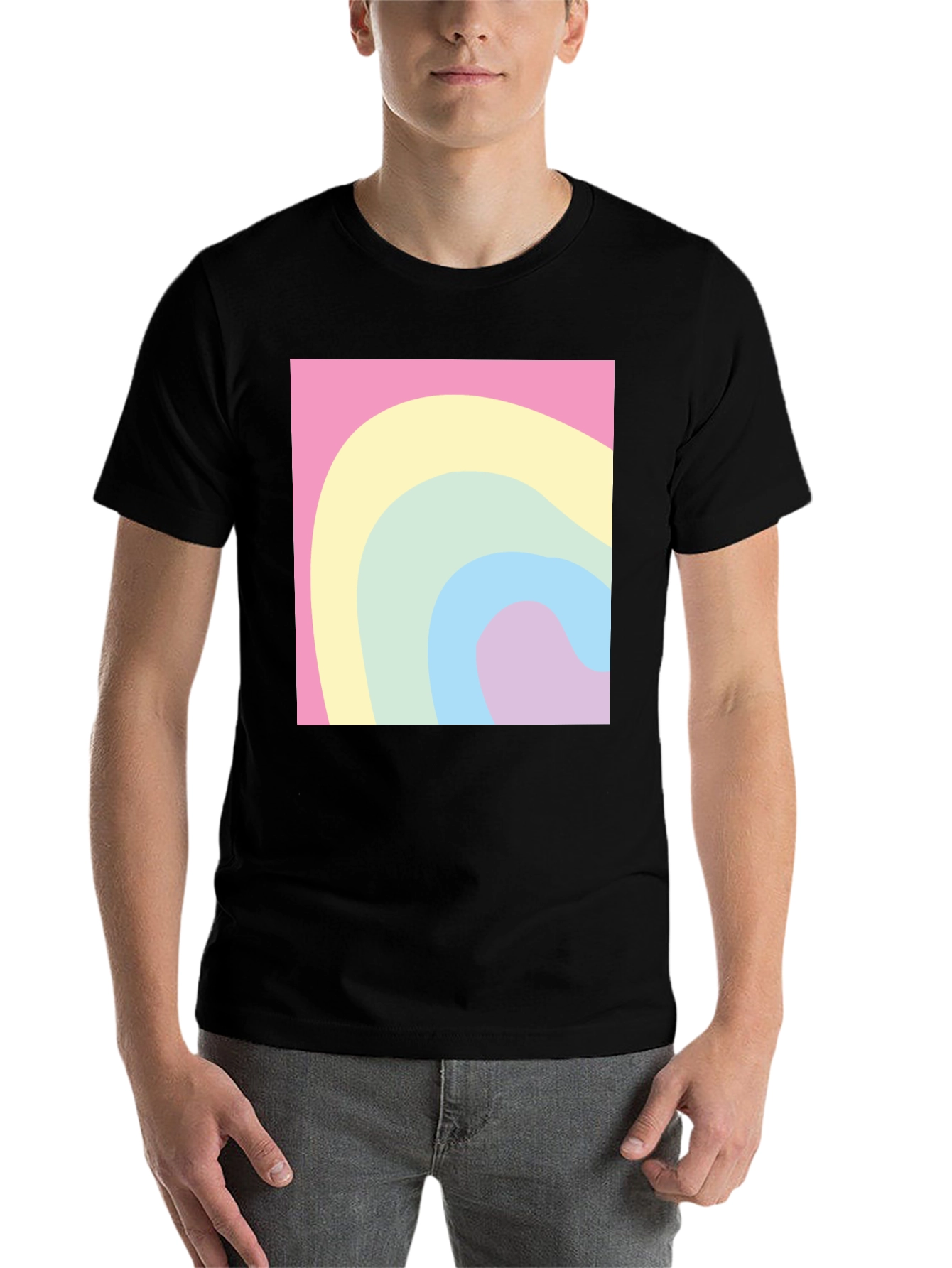 Black Pastel Wave Tee - Modern Graphic Comfort view 7