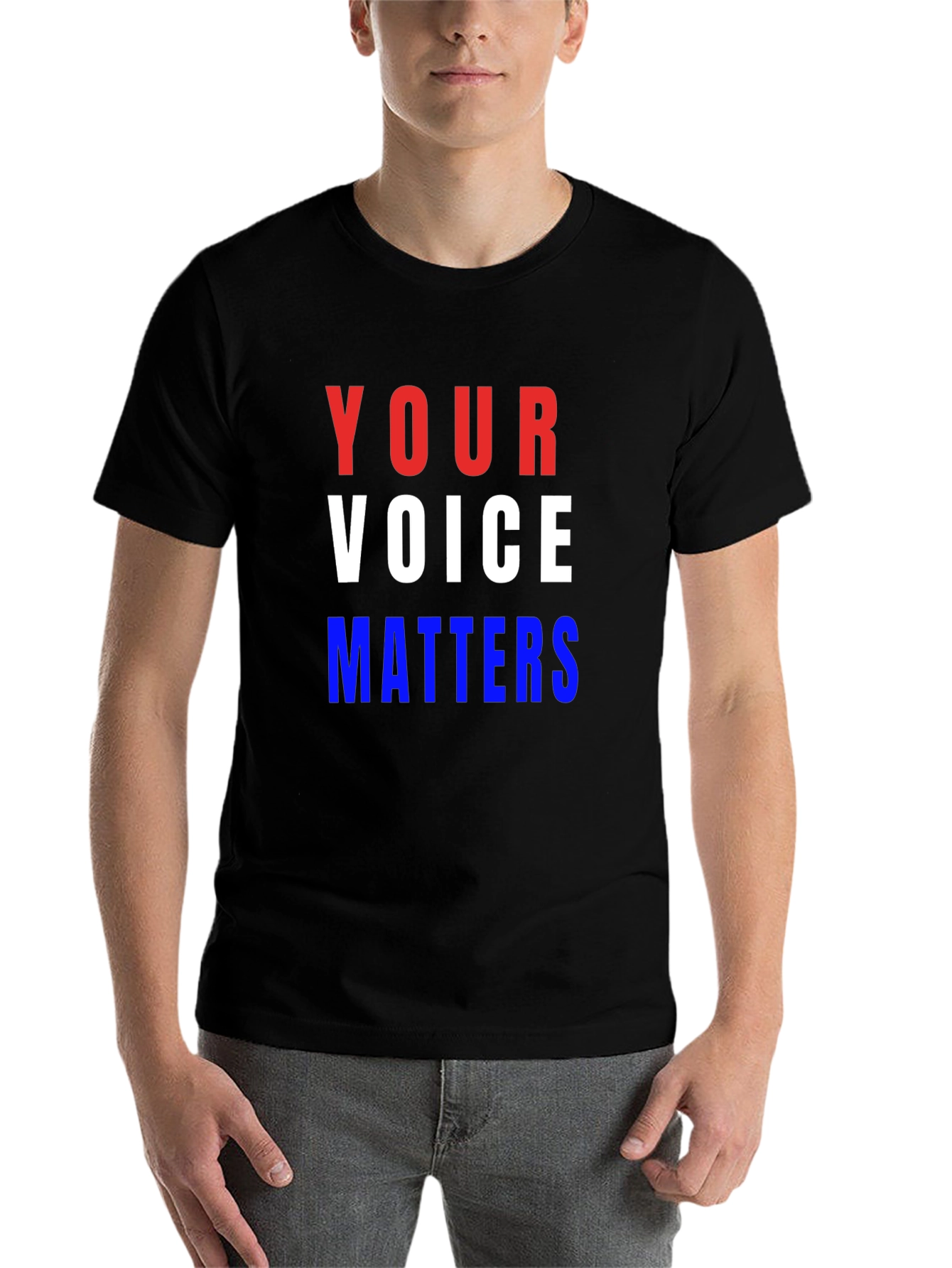 Black Your Voice Matters Graphic Tee - Patriotic T-Shirt view 7