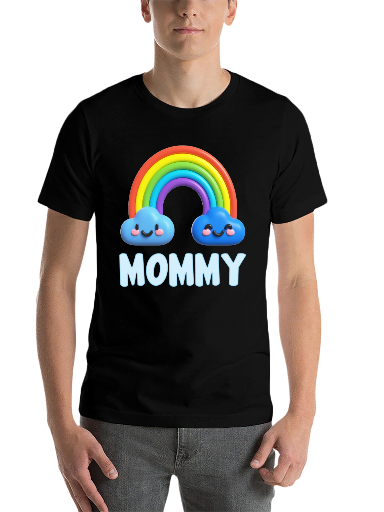 Black Rainbow Mommy Graphic T-Shirt - Cute & Comfortable! view 7