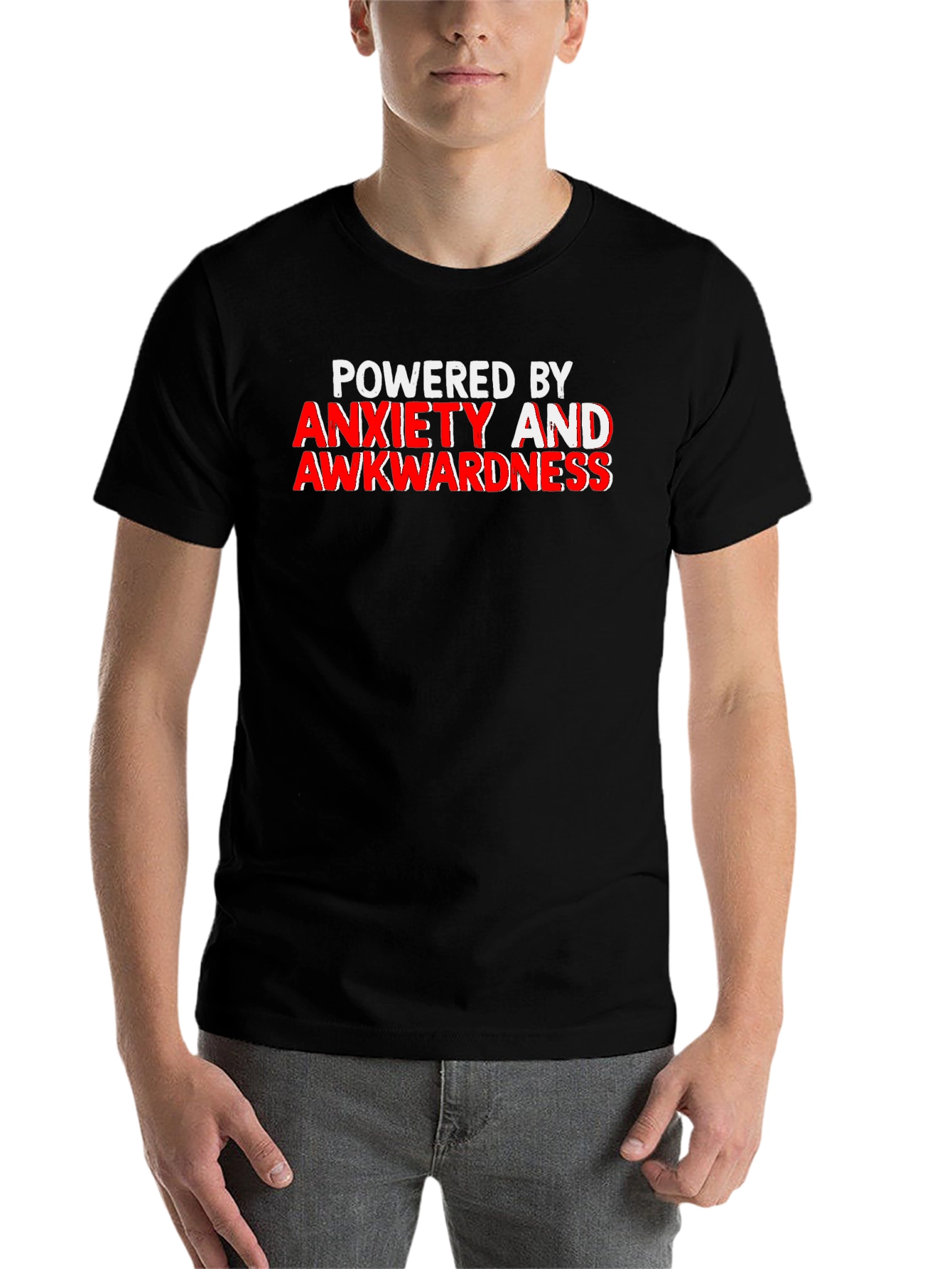 Black Anxiety & Awkwardness T-Shirt - Funny Slogan Tee view 7