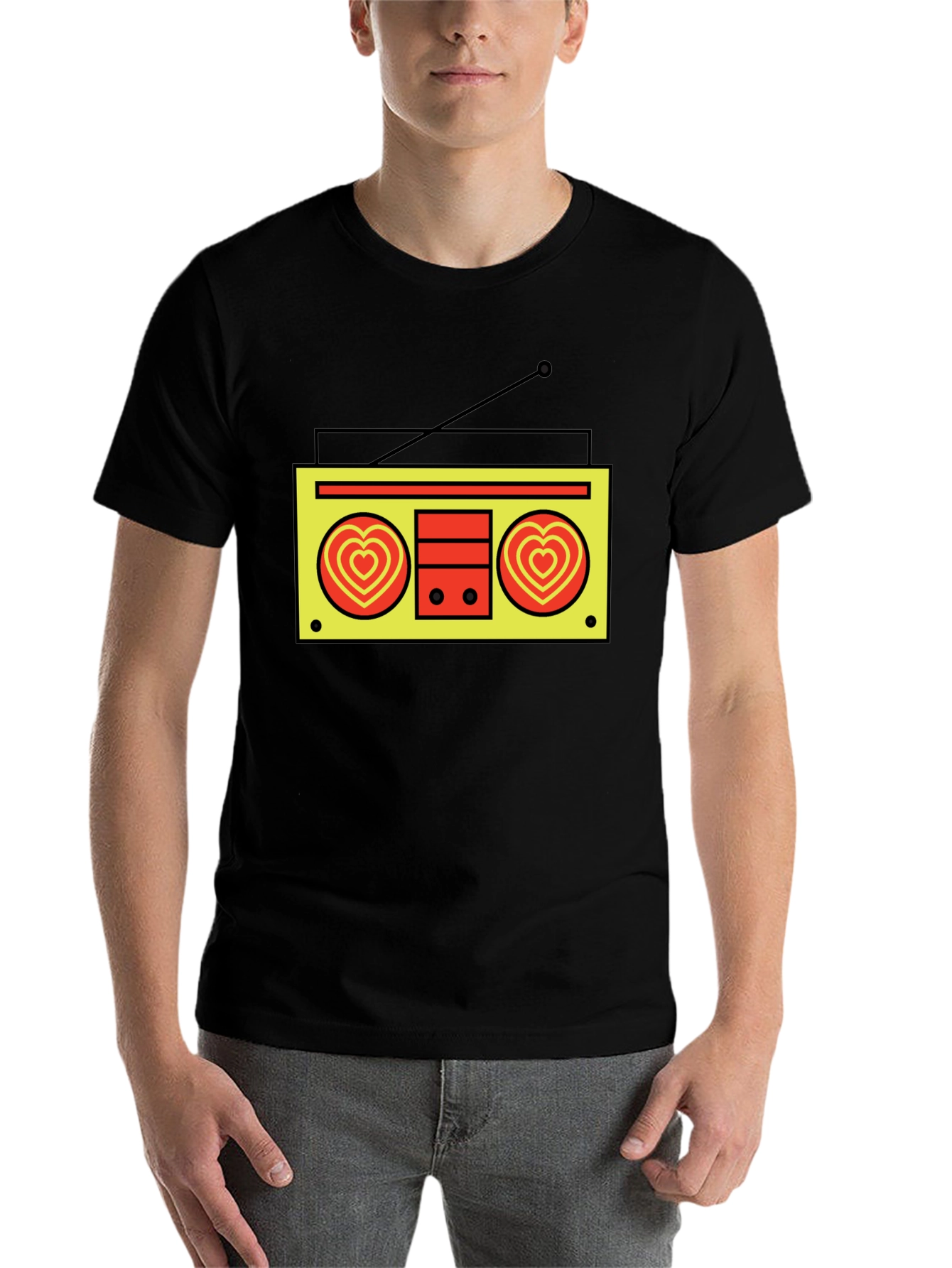 Black Retro Radio Heart T-Shirt - Black view 7