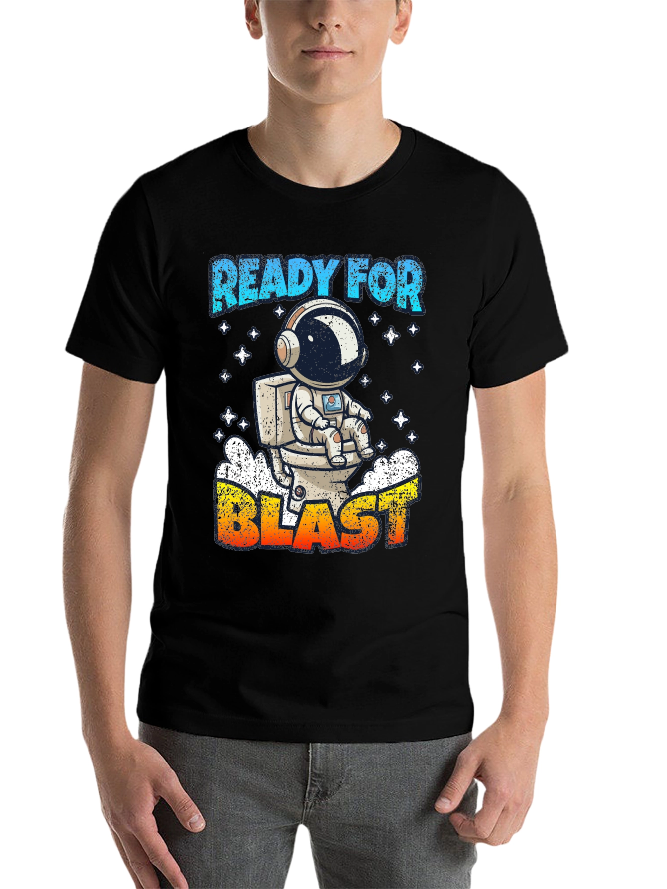 Black Ready for Blast Astronaut T-Shirt - Funny Space Tee view 7