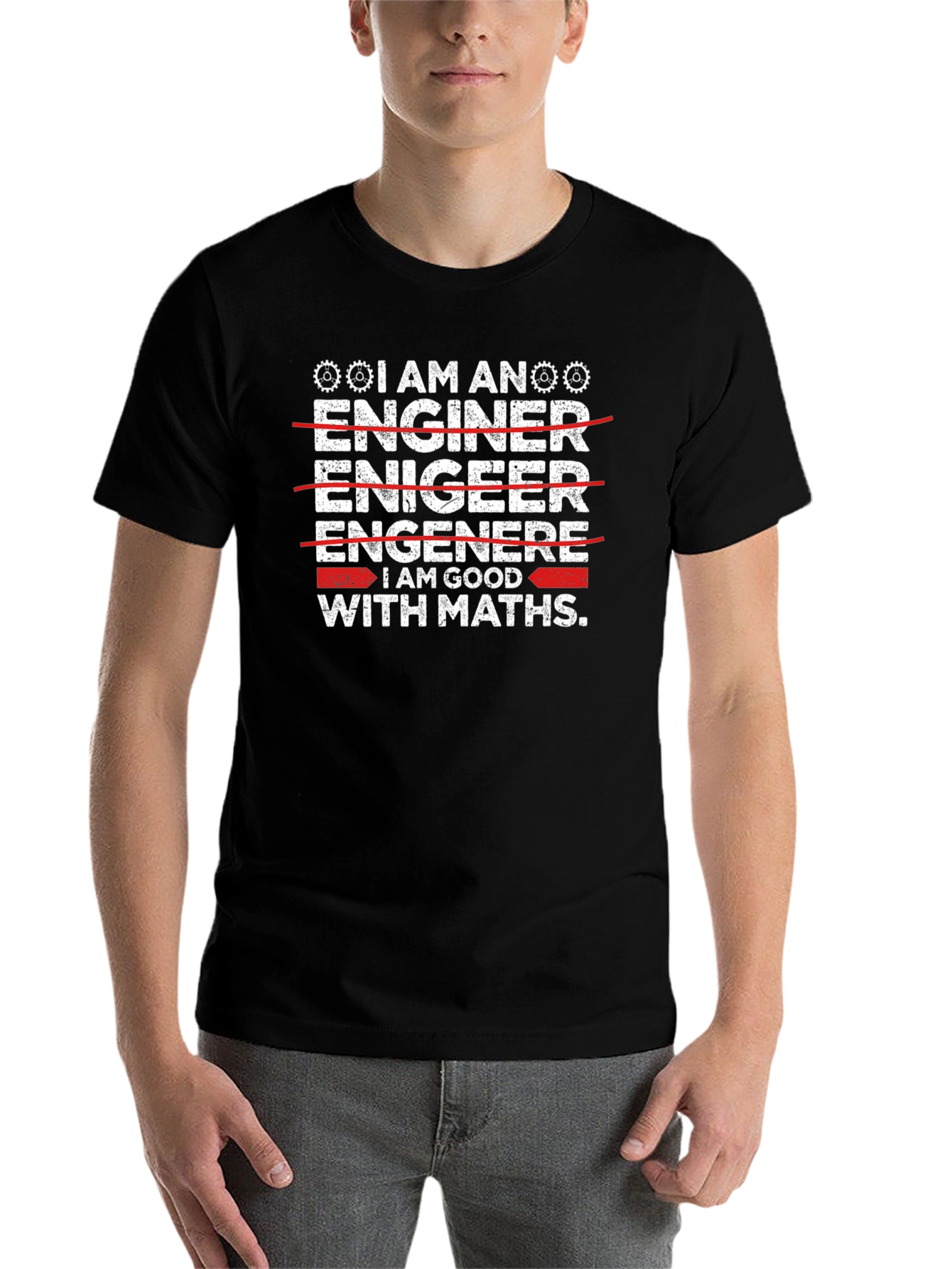 Black Engineer Math Skills T-Shirt view 7