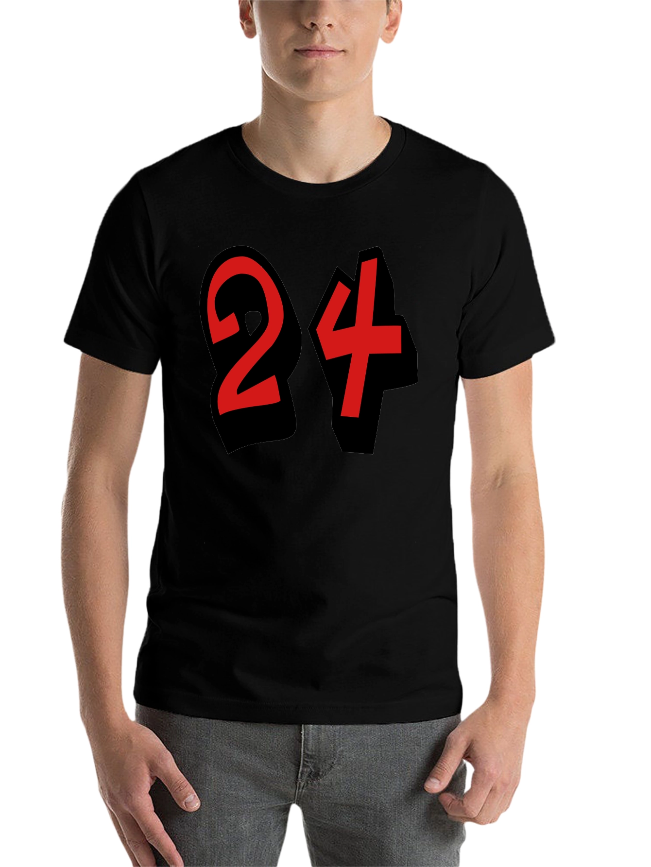 Black Bold Number 24 Graphic Tee - Black Cotton Blend view 7
