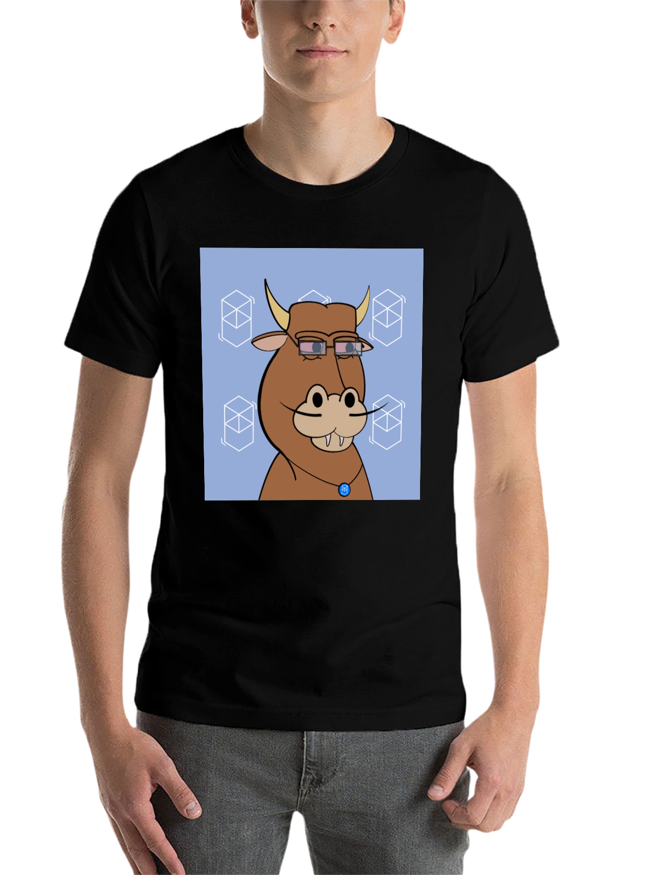 Black Cartoon Bull NFT T-Shirt view 7