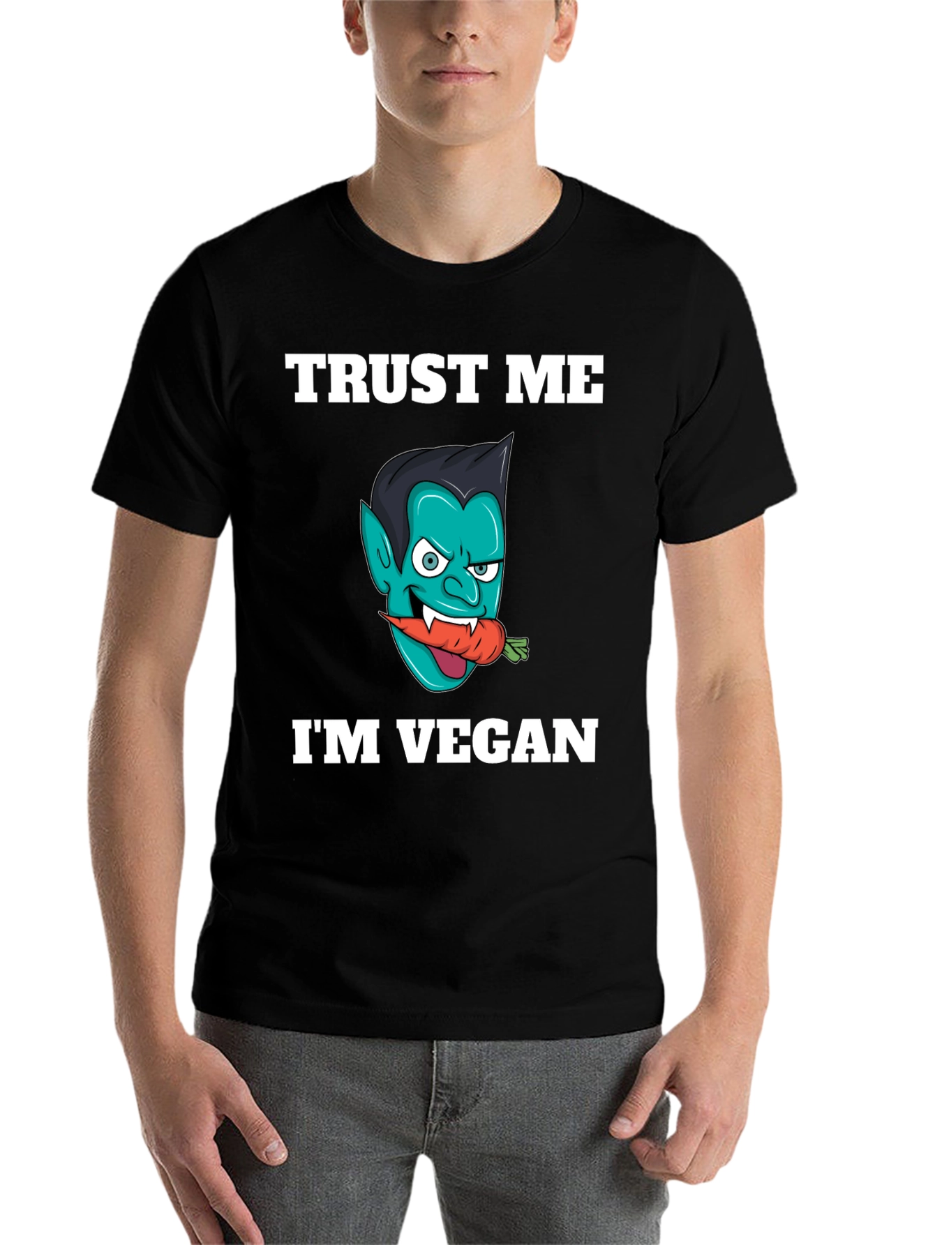 Black Vegan Vampire T-Shirt - Trust Me, I'm Vegan! view 7