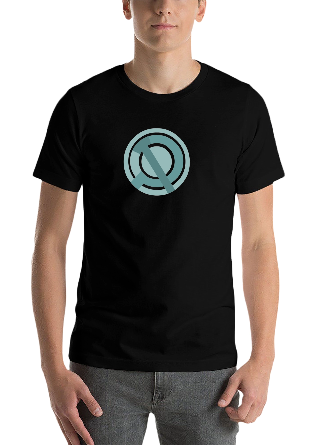 Black Geometric Circle Graphic T-Shirt - Modern Style view 7