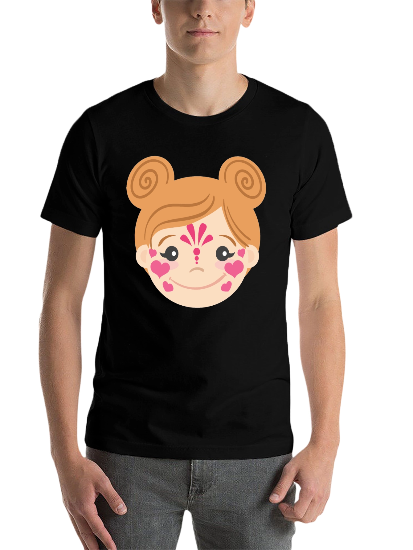 Black Heart Face Girl Black T-Shirt view 7