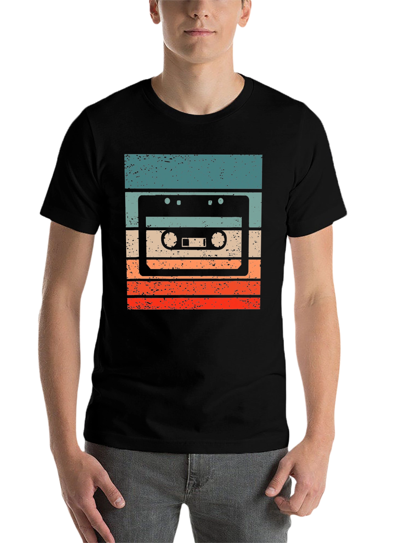 Black Retro Cassette Tape T-Shirt - Vintage Style view 7